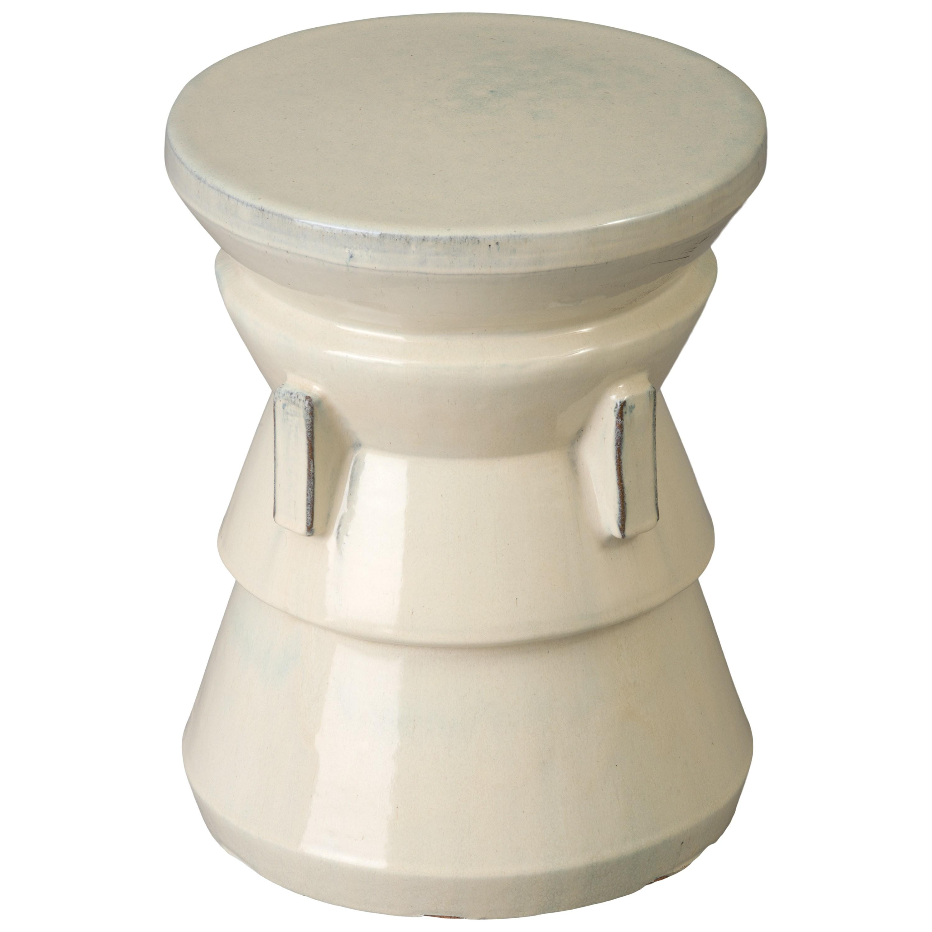 Four Handle 22 in. Cream Ceramic Garden Stool