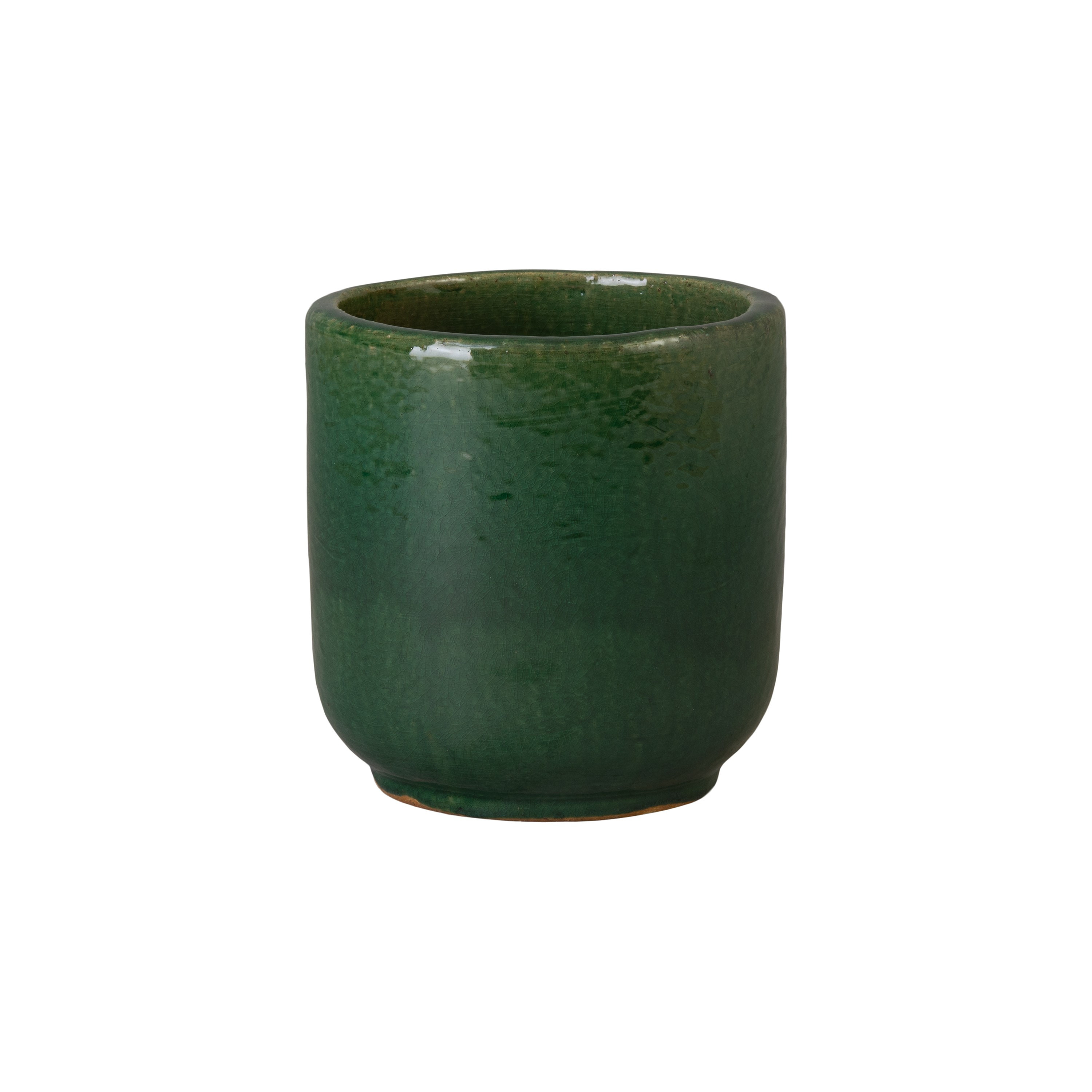 Barrel 11 in Round Green Ceramic Planter