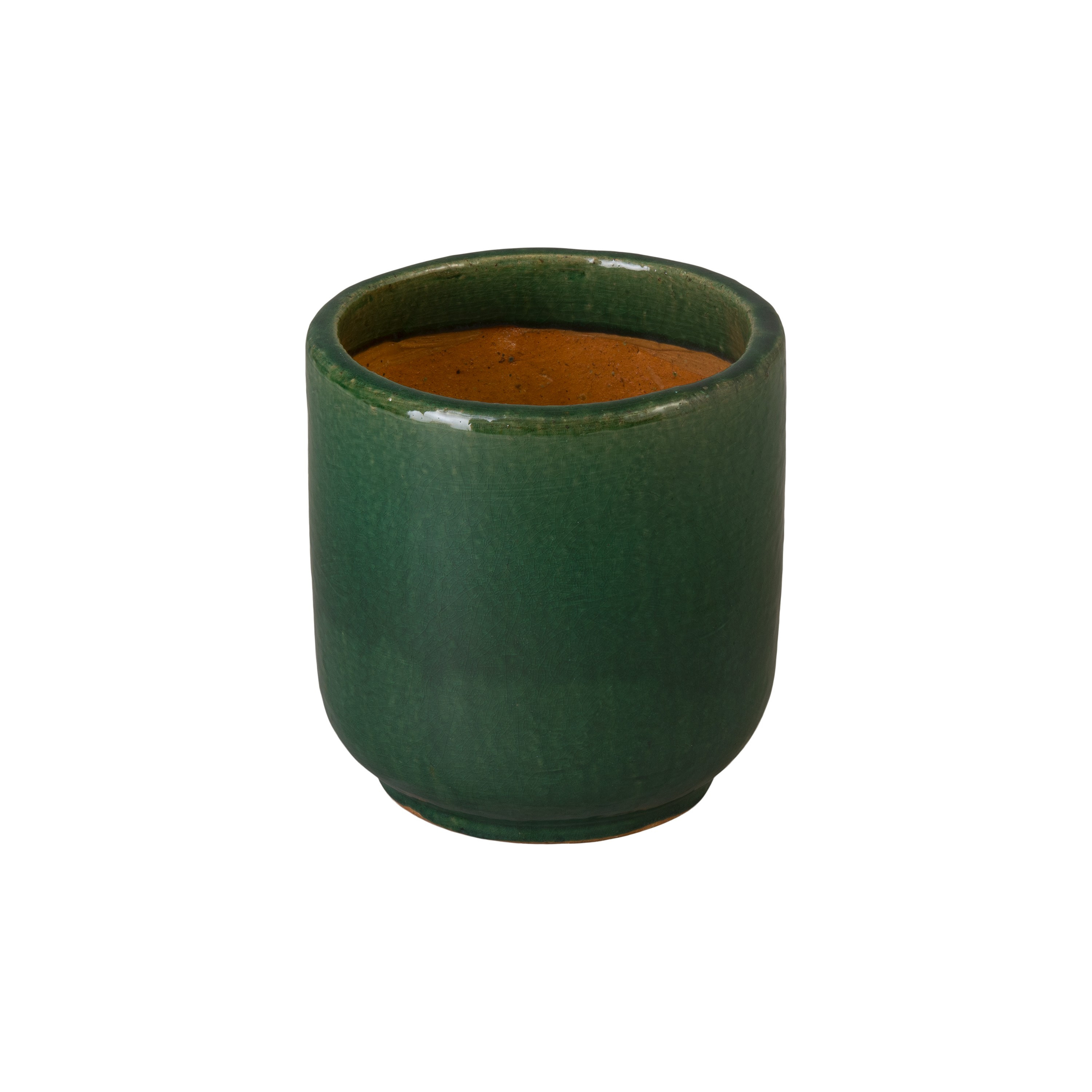 Barrel 11 in Round Green Ceramic Planter