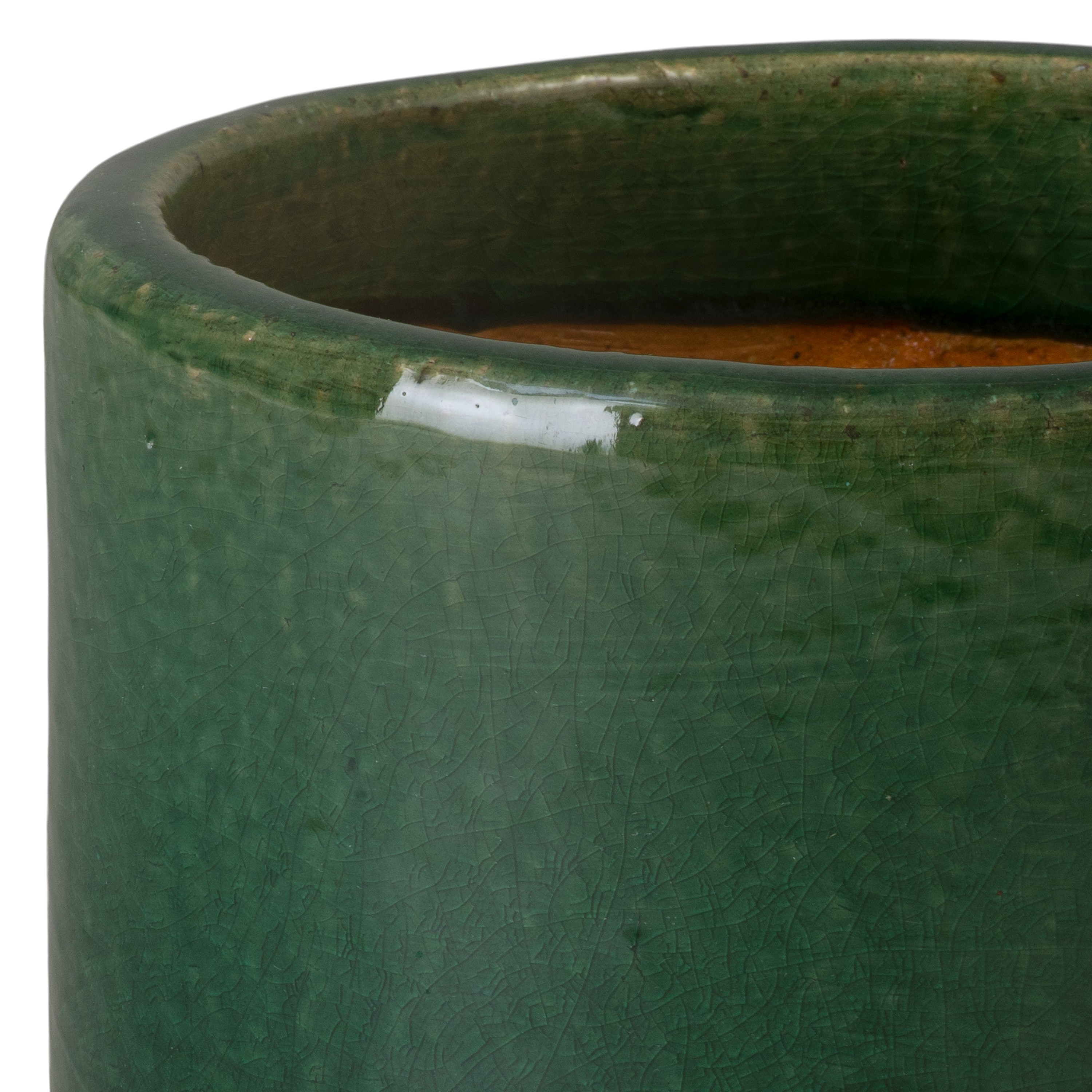 Barrel 11 in Round Green Ceramic Planter