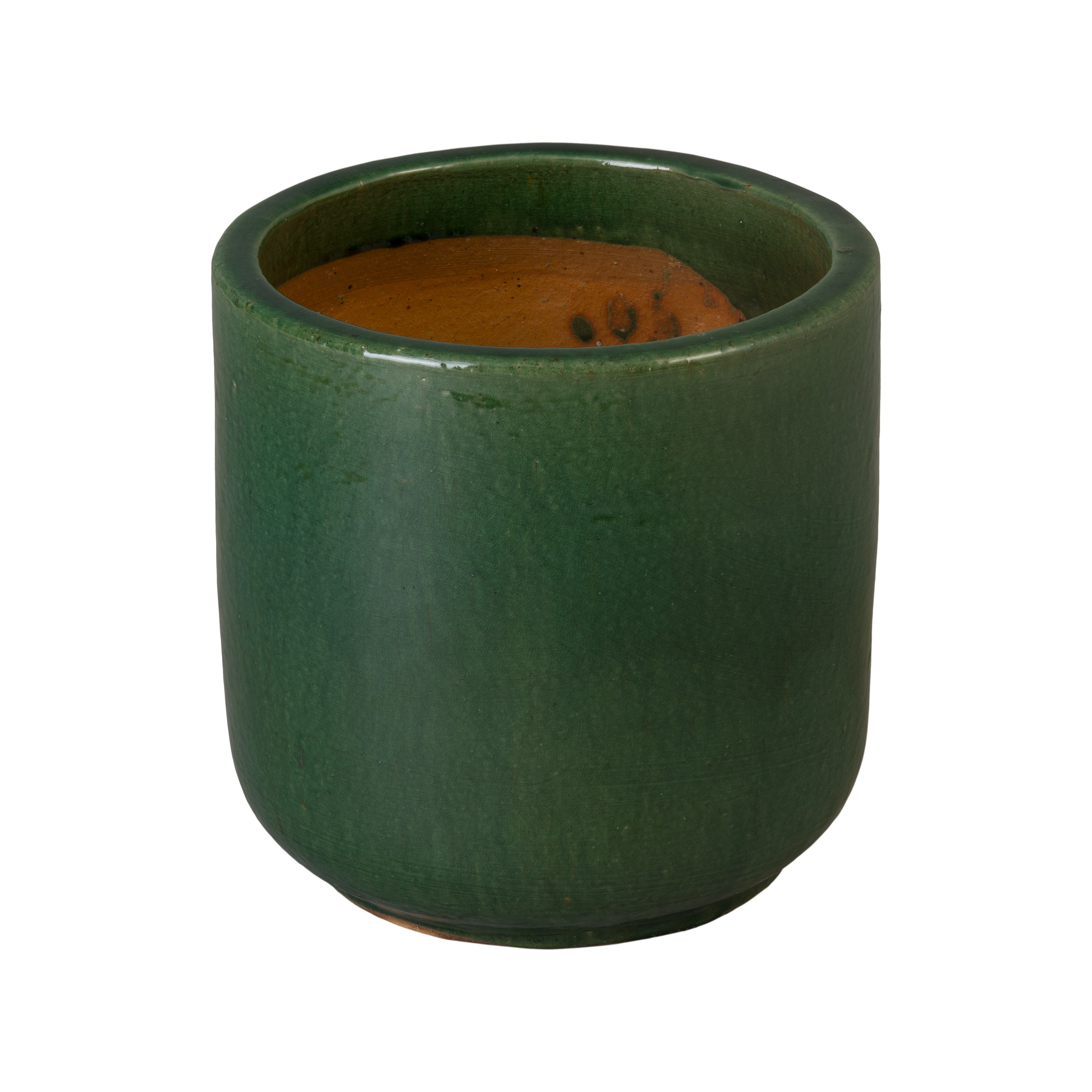 Barrel 16 in Round Green Ceramic Planter