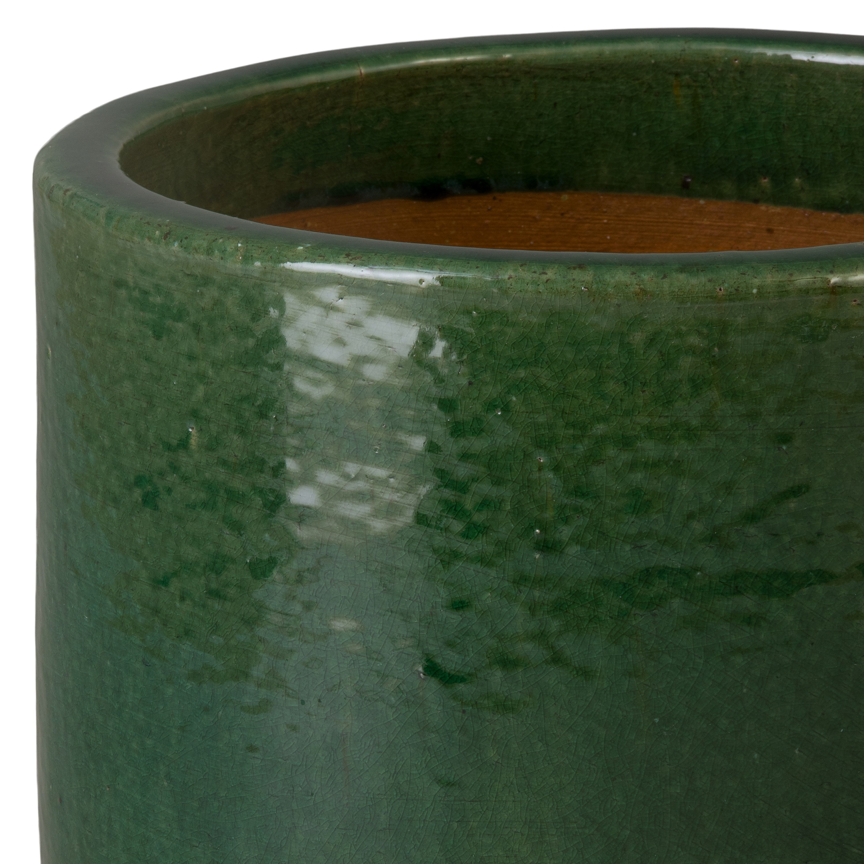 Barrel 16 in Round Green Ceramic Planter