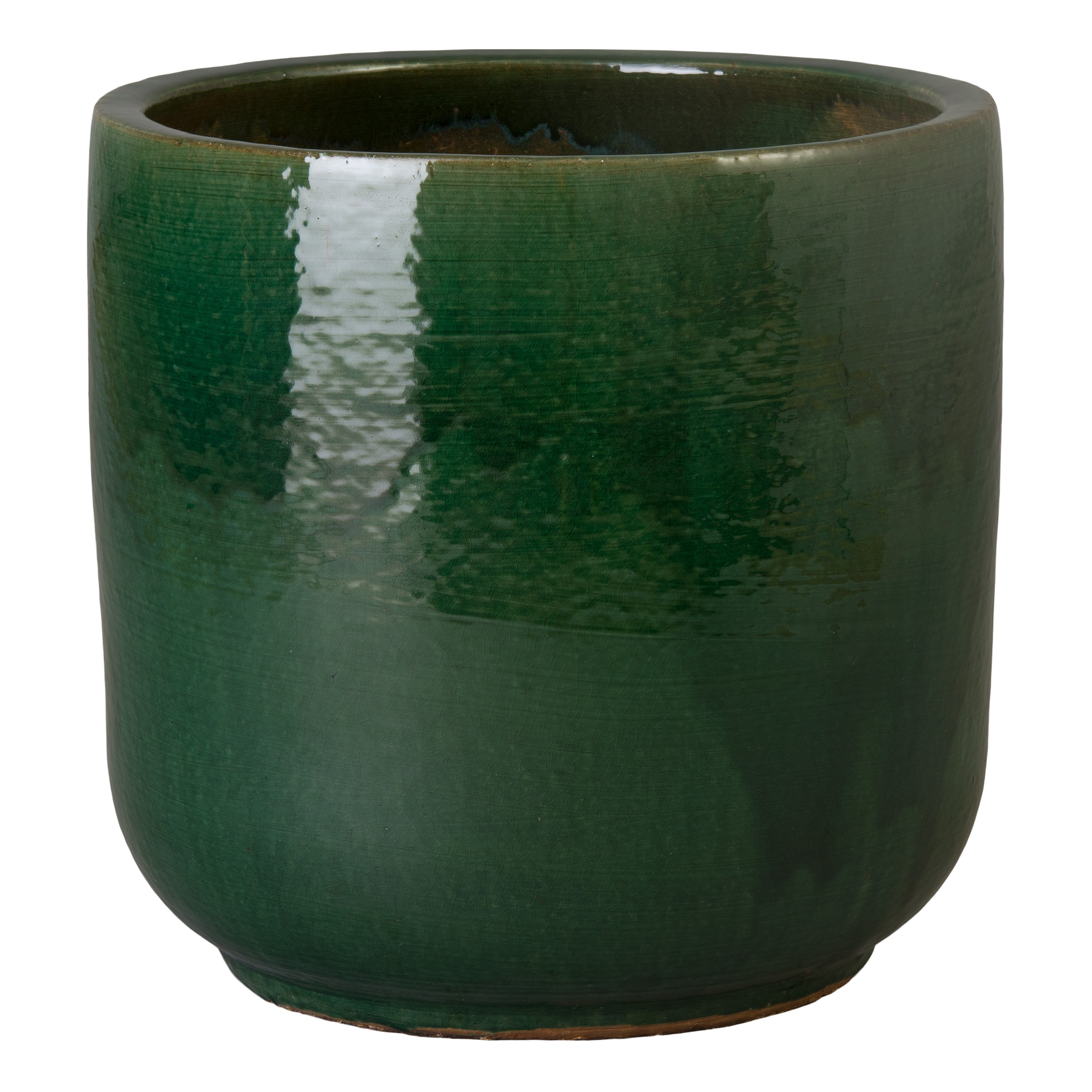 Barrel 20 in Round Green Ceramic Planter