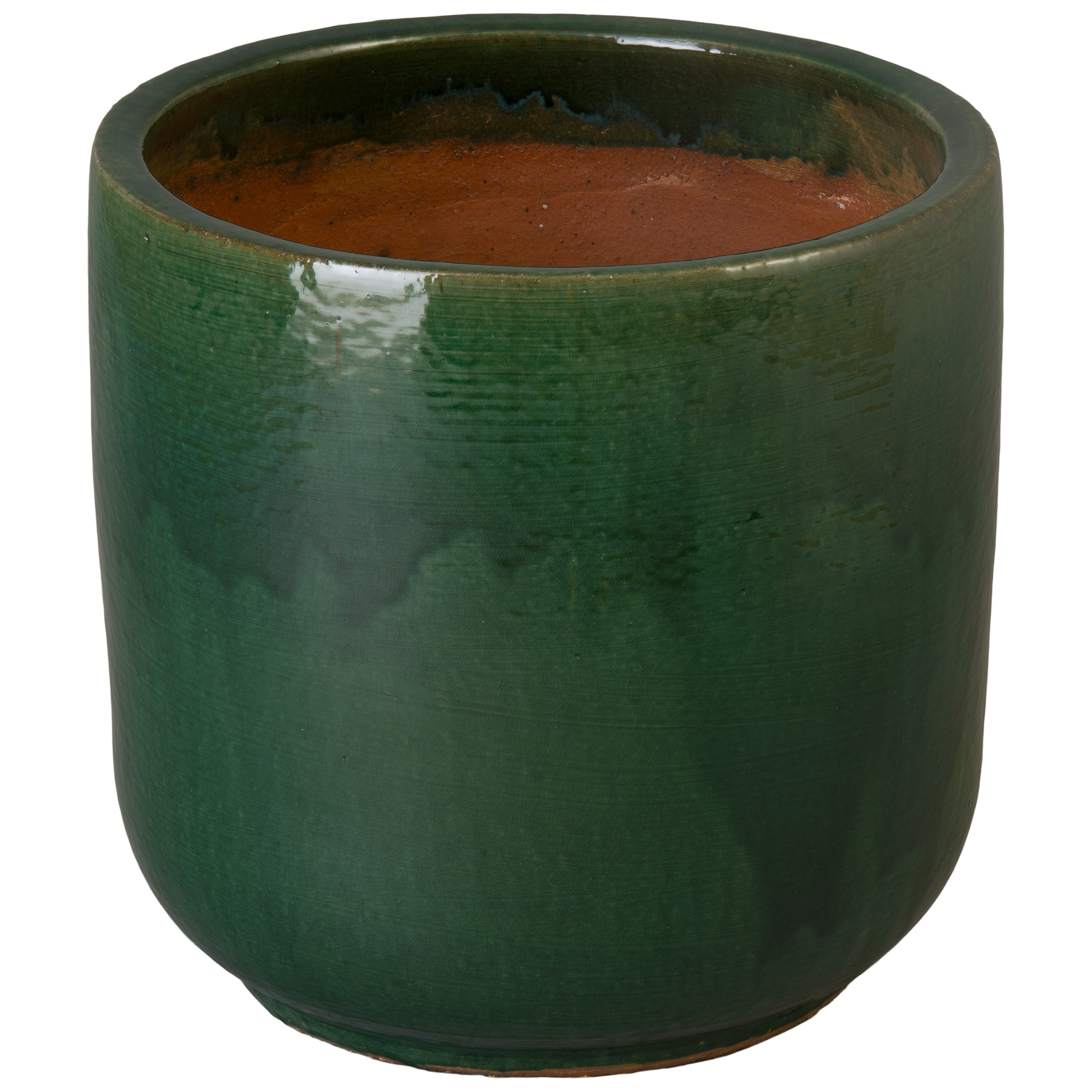 Barrel 20 in Round Green Ceramic Planter