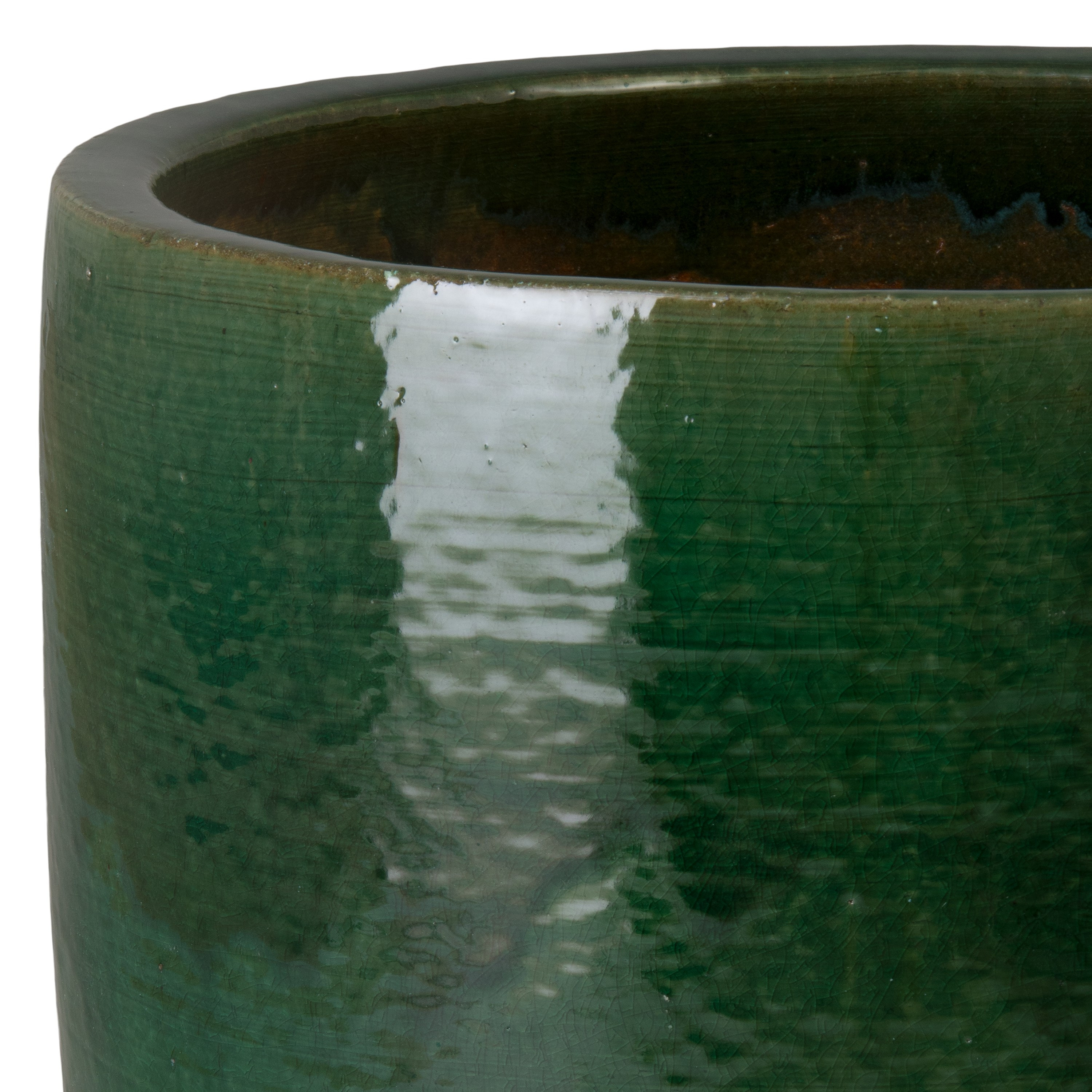 Barrel 20 in Round Green Ceramic Planter