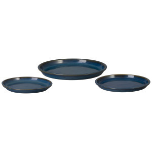 Set of 3 Teal Ceramic Saucers