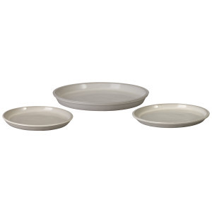 Set of 3 White Ceramic Saucers