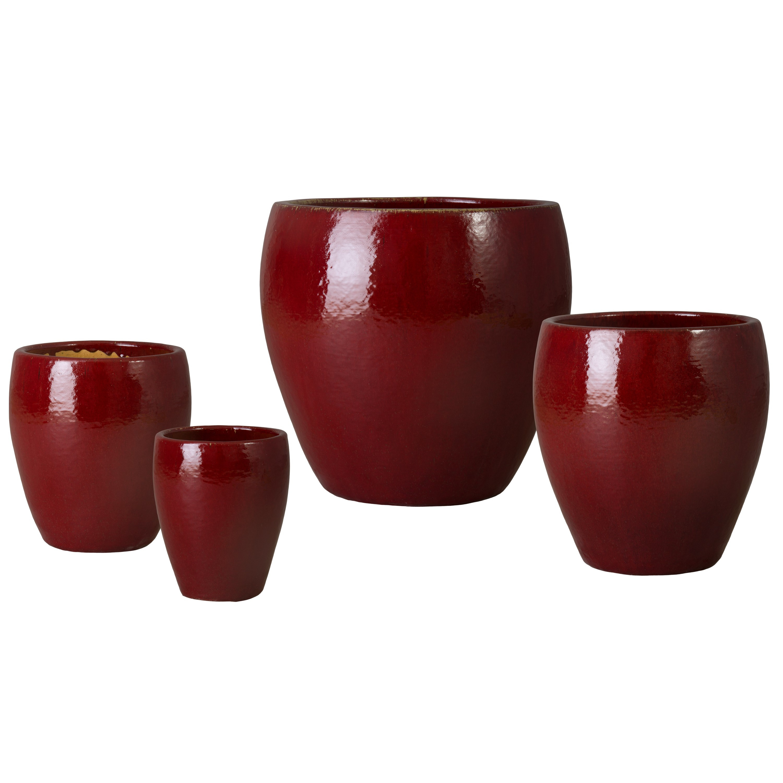 Ossal Set of 4 Red Ceramic Planters | Emissary