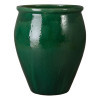 30 in. Lip Green Ceramic Planter