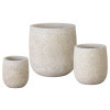 Set of 3 Round Reef White Ceramic Planters