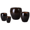 Ossal Set of 4 Black Ceramic Planters
