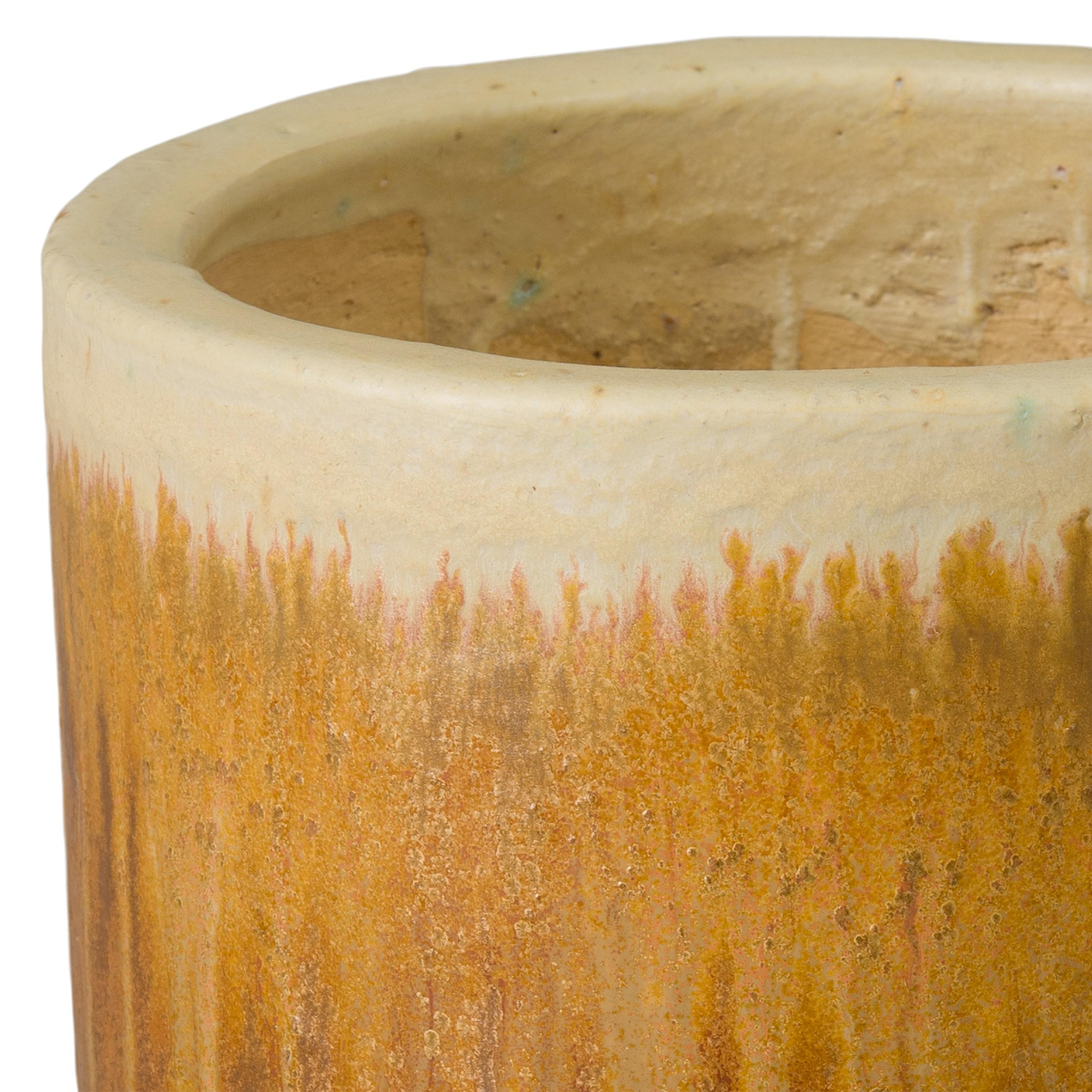 Barrel 11 in Round Amber Ceramic Planter