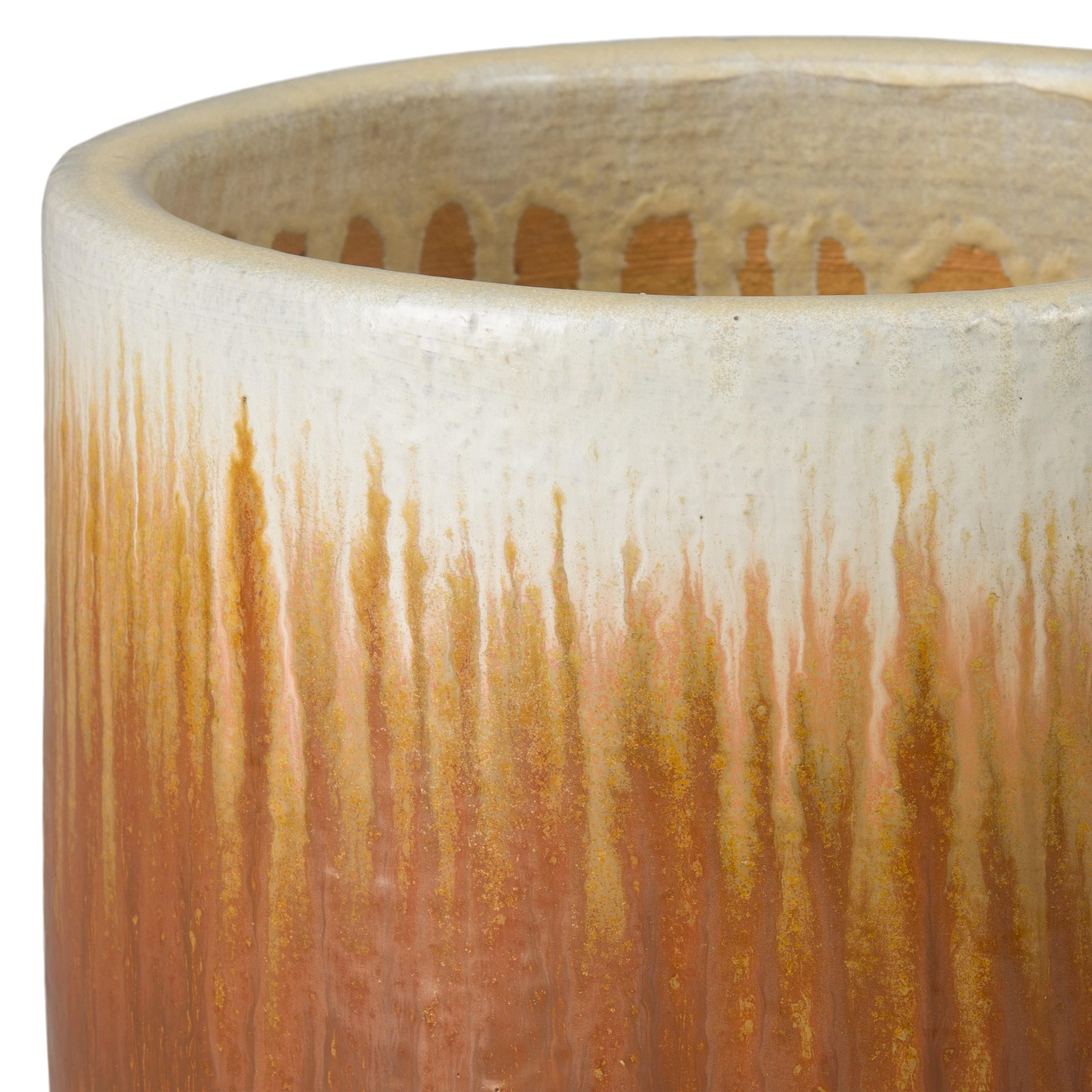 Barrel 16 in Round Amber Ceramic Planter