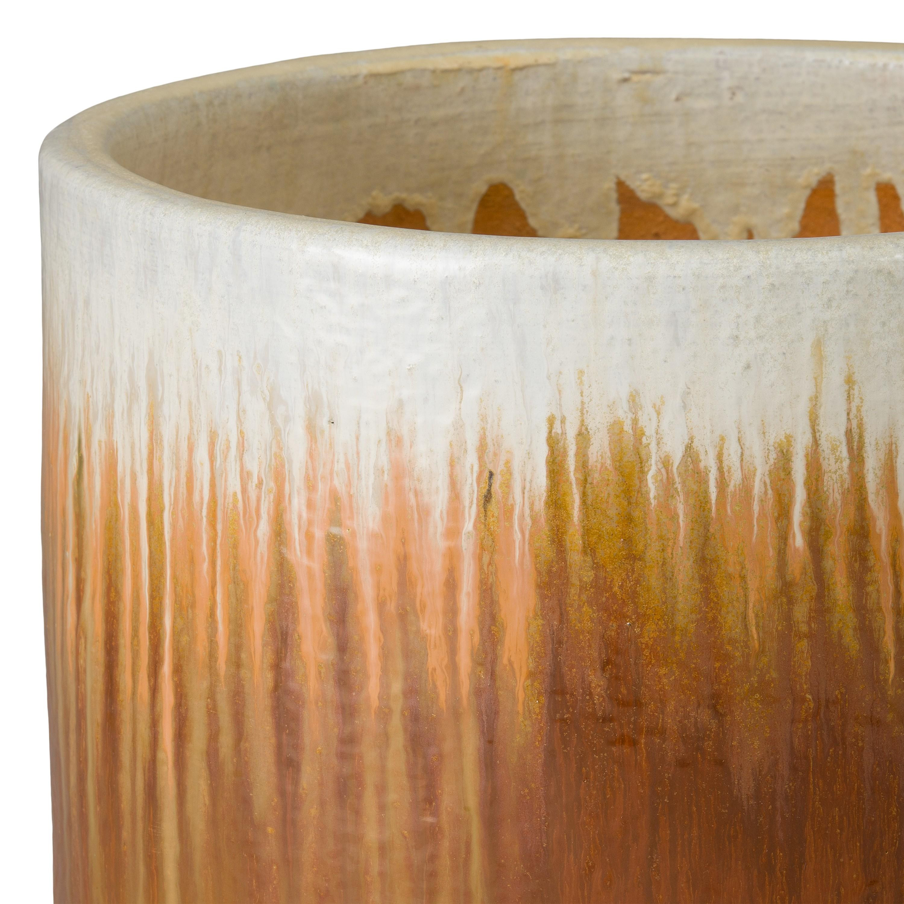Barrel 20 in Round Amber Ceramic Planter