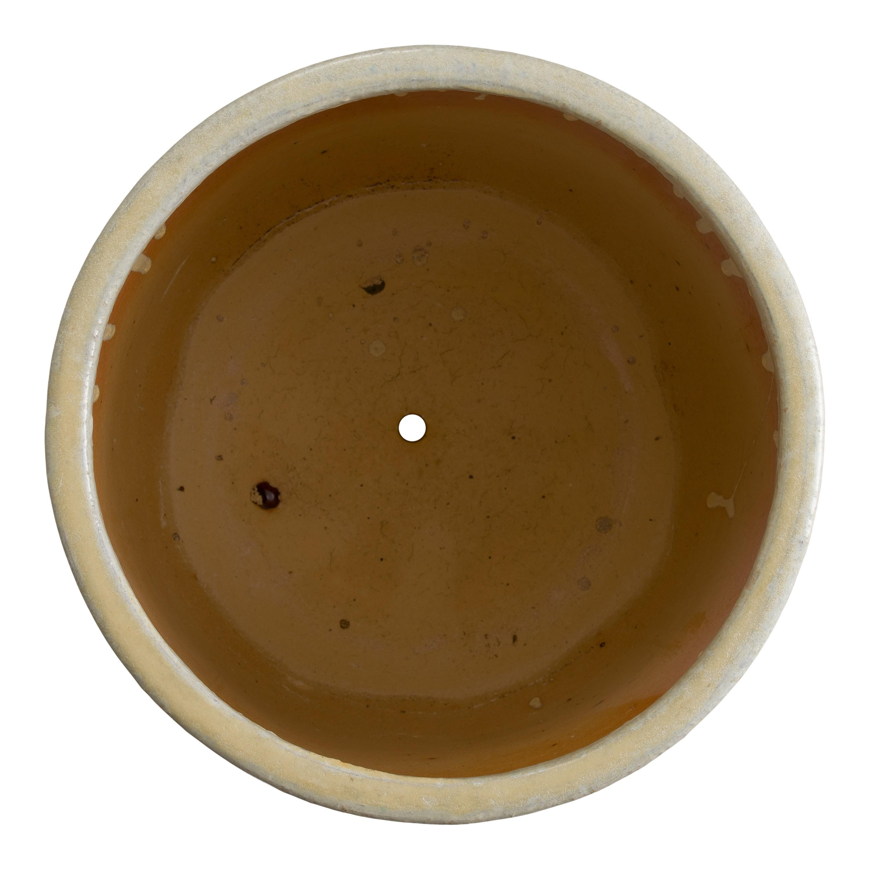 Barrel 20 in Round Amber Ceramic Planter