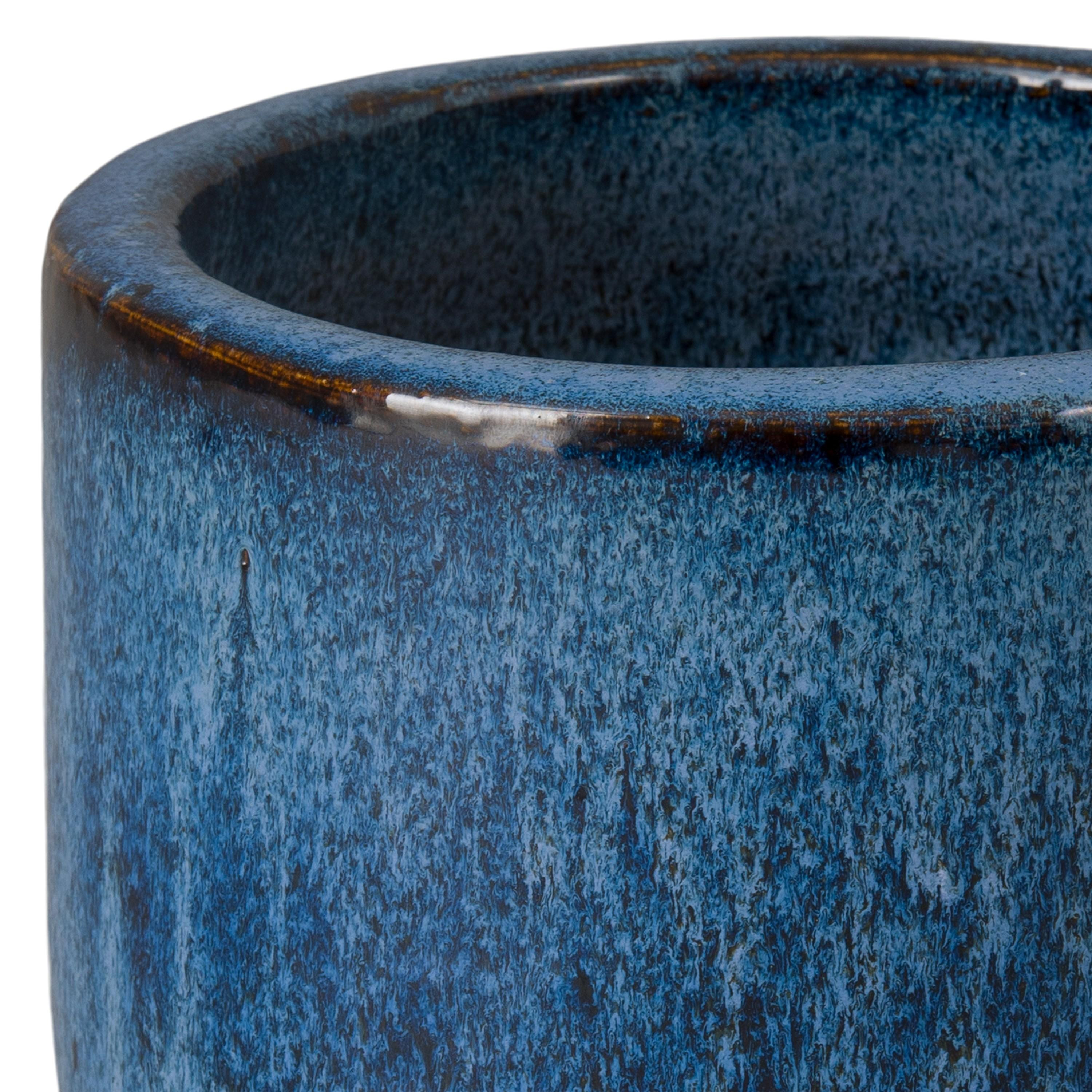 Barrel 11 in Round Quin Blue Ceramic Planter