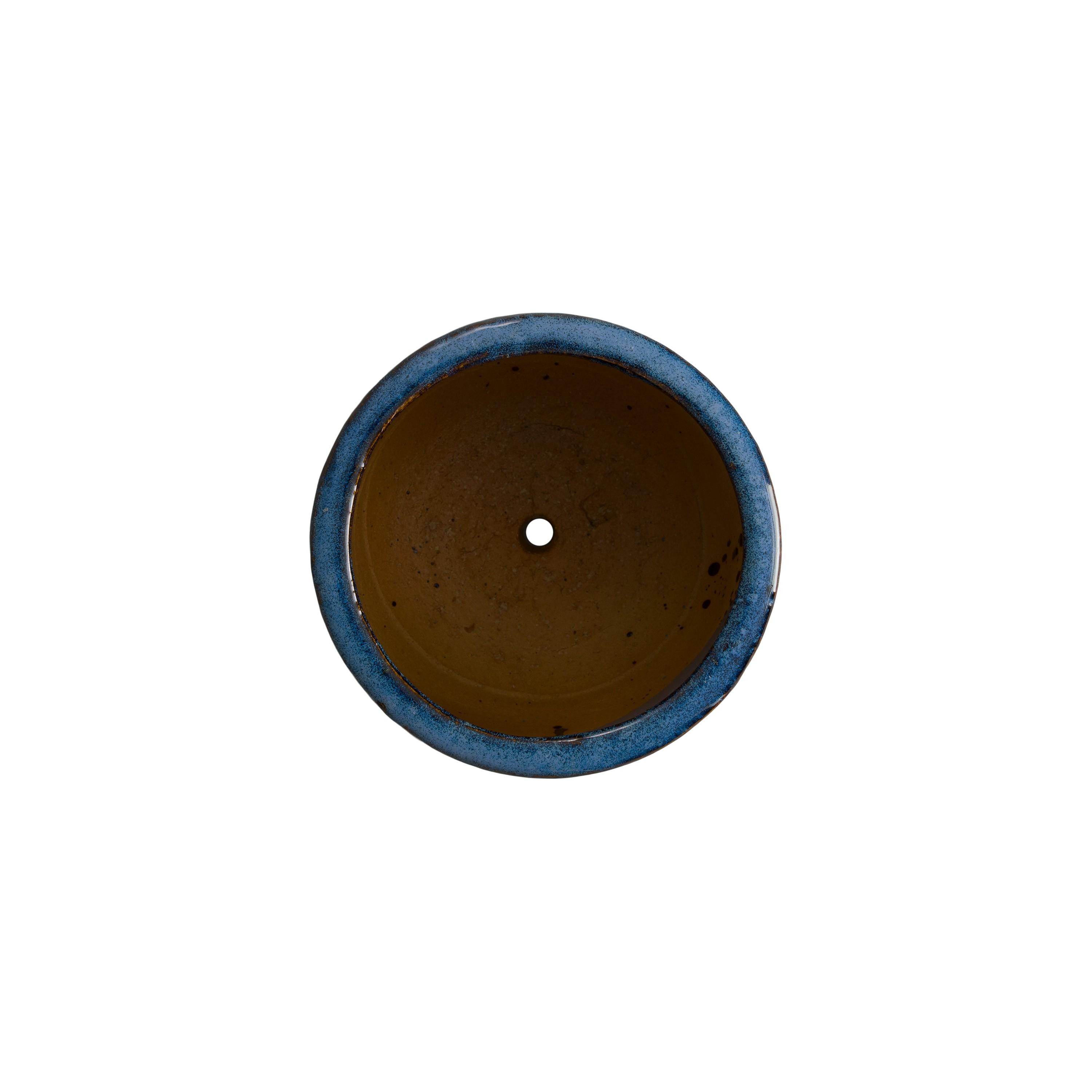 Barrel 11 in Round Quin Blue Ceramic Planter
