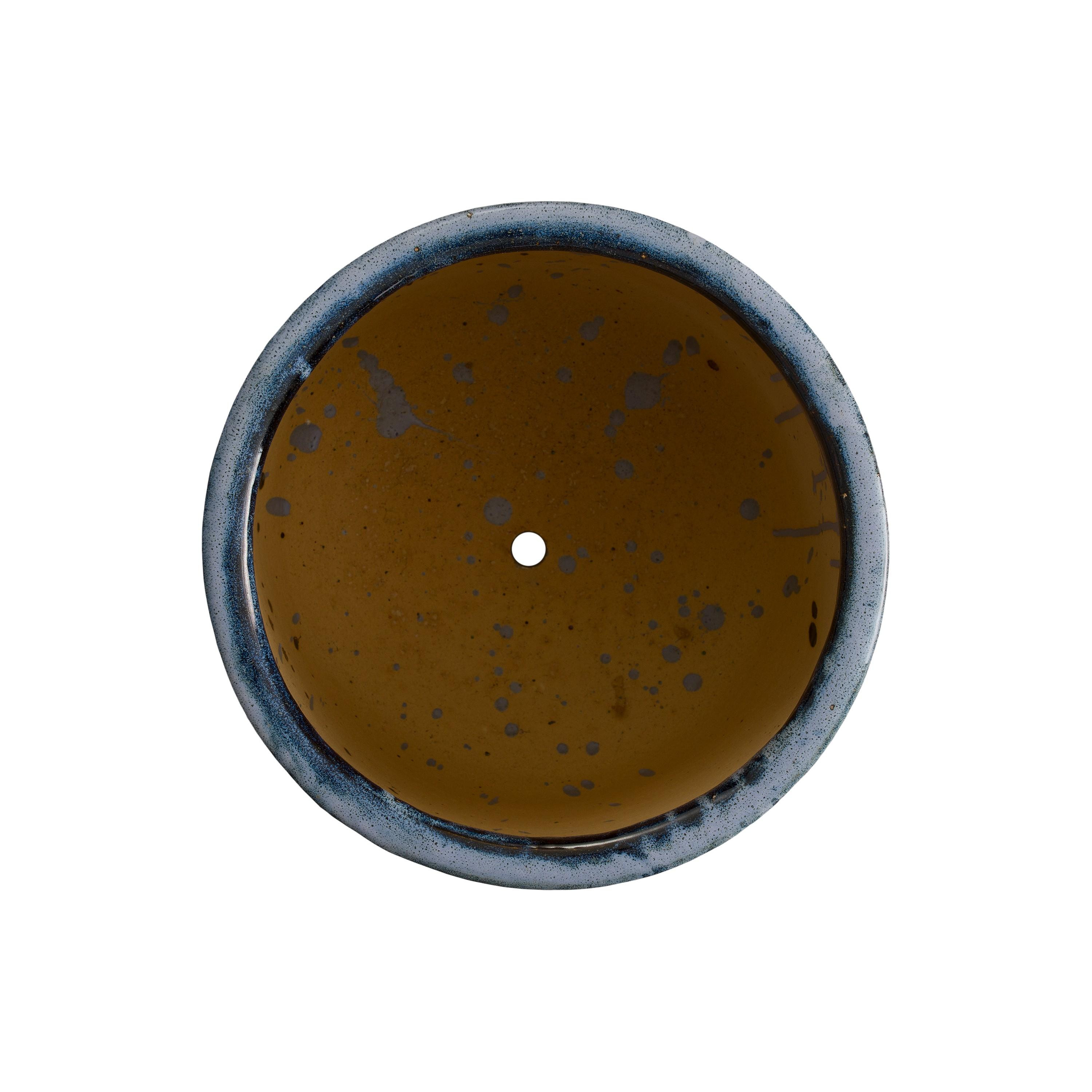 Barrel 16 in Round Quin Blue Ceramic Planter