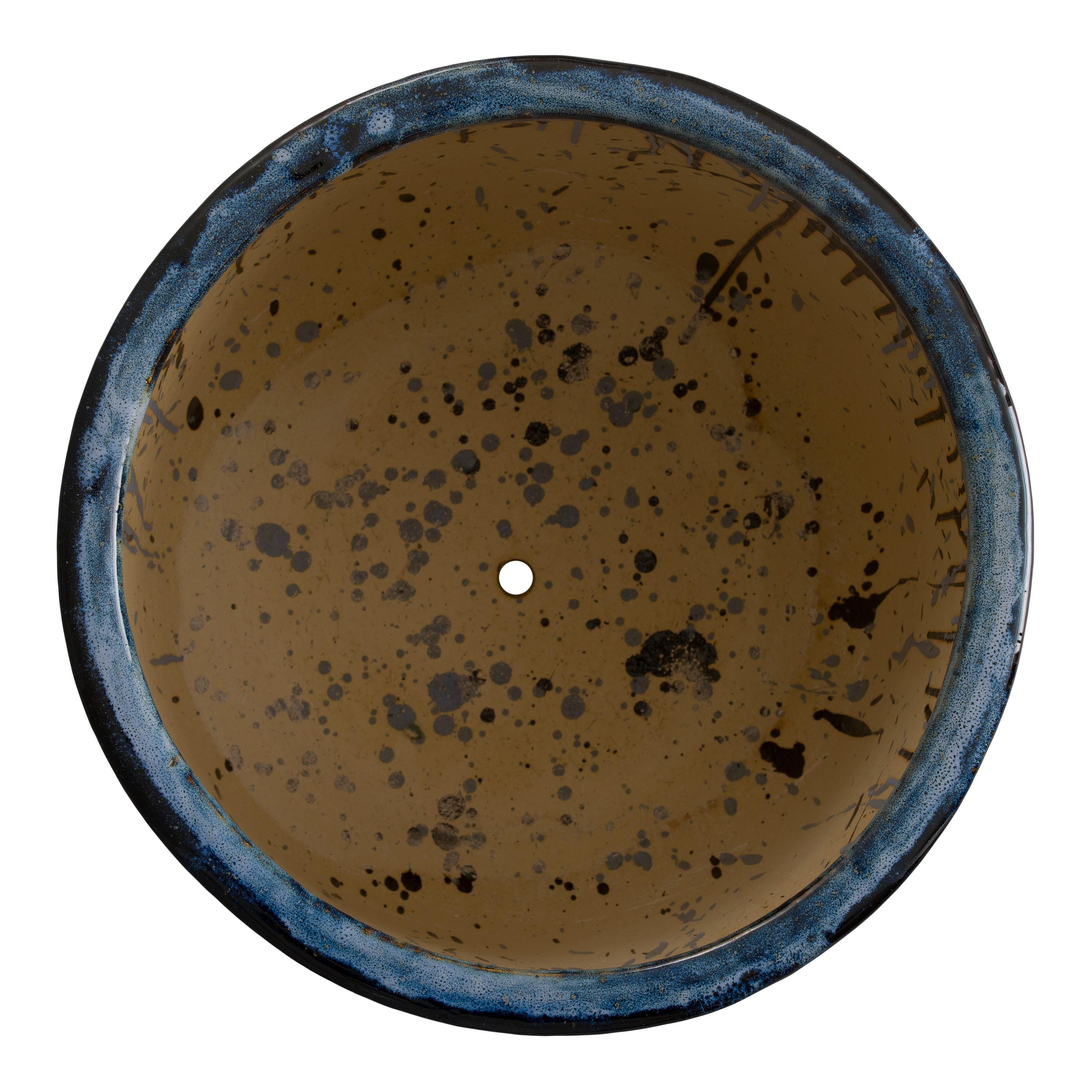 Barrel 20 in Round Quin Blue Ceramic Planter
