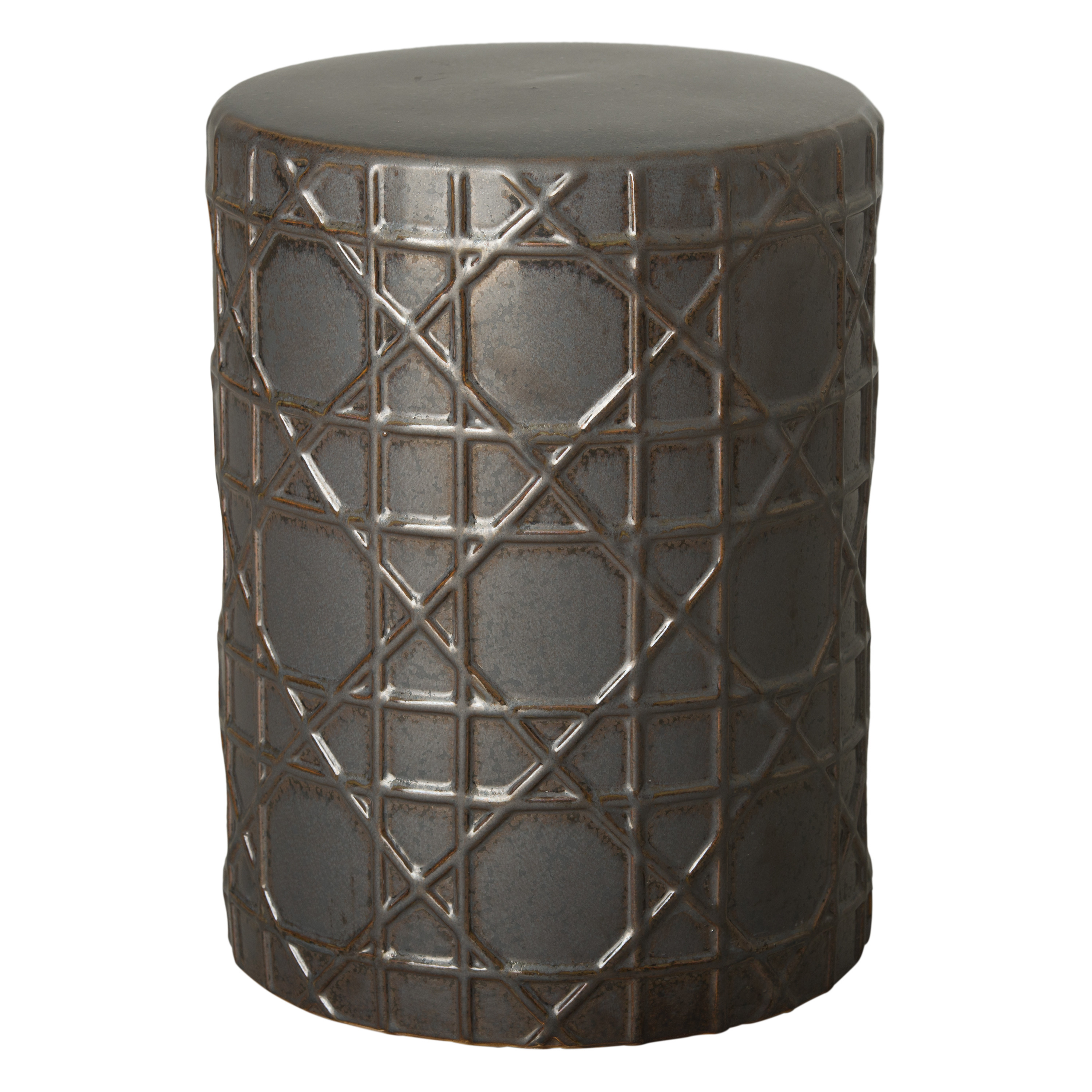 18 in. Cane Ceramic Garden Stool