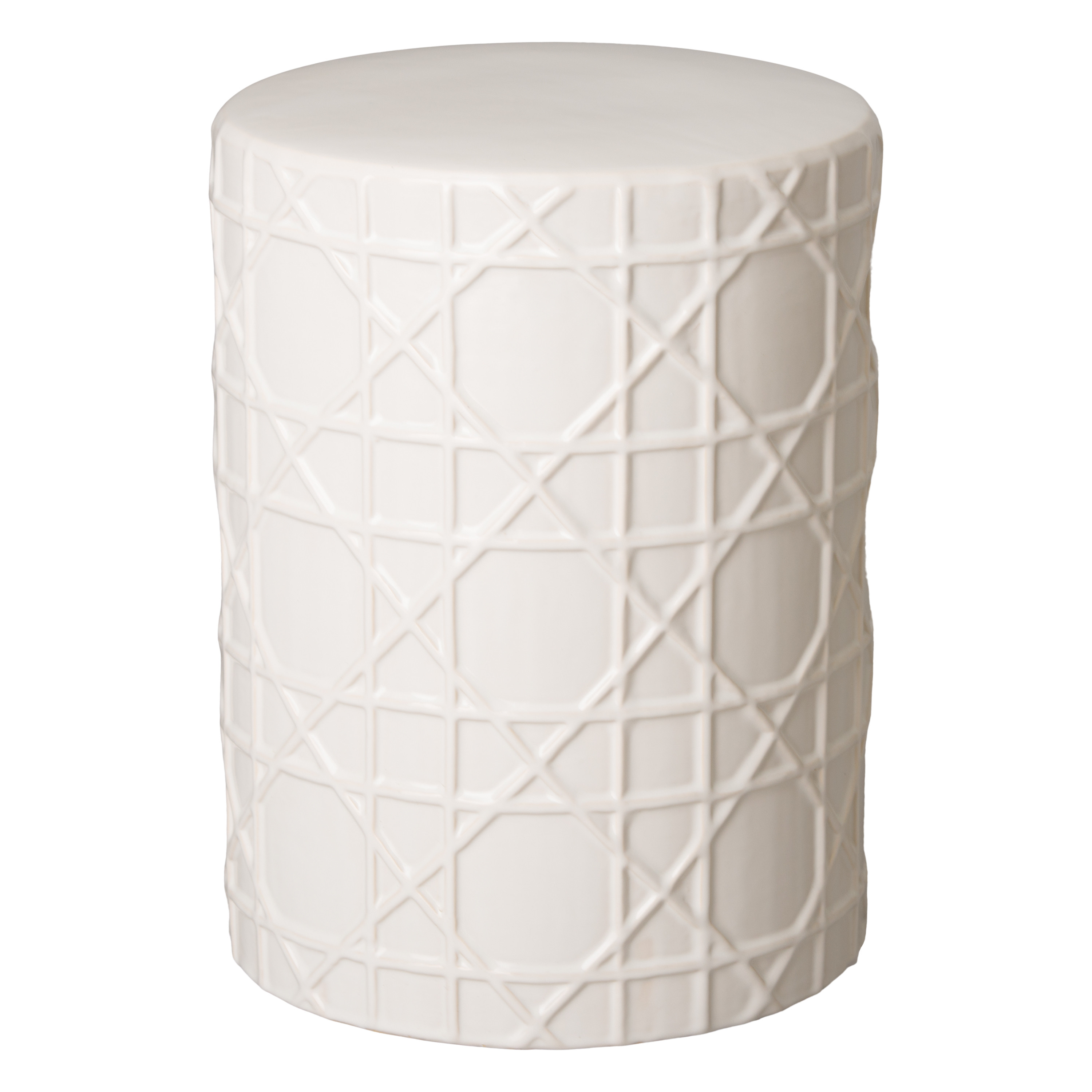 18 in. Cane Ceramic Garden Stool