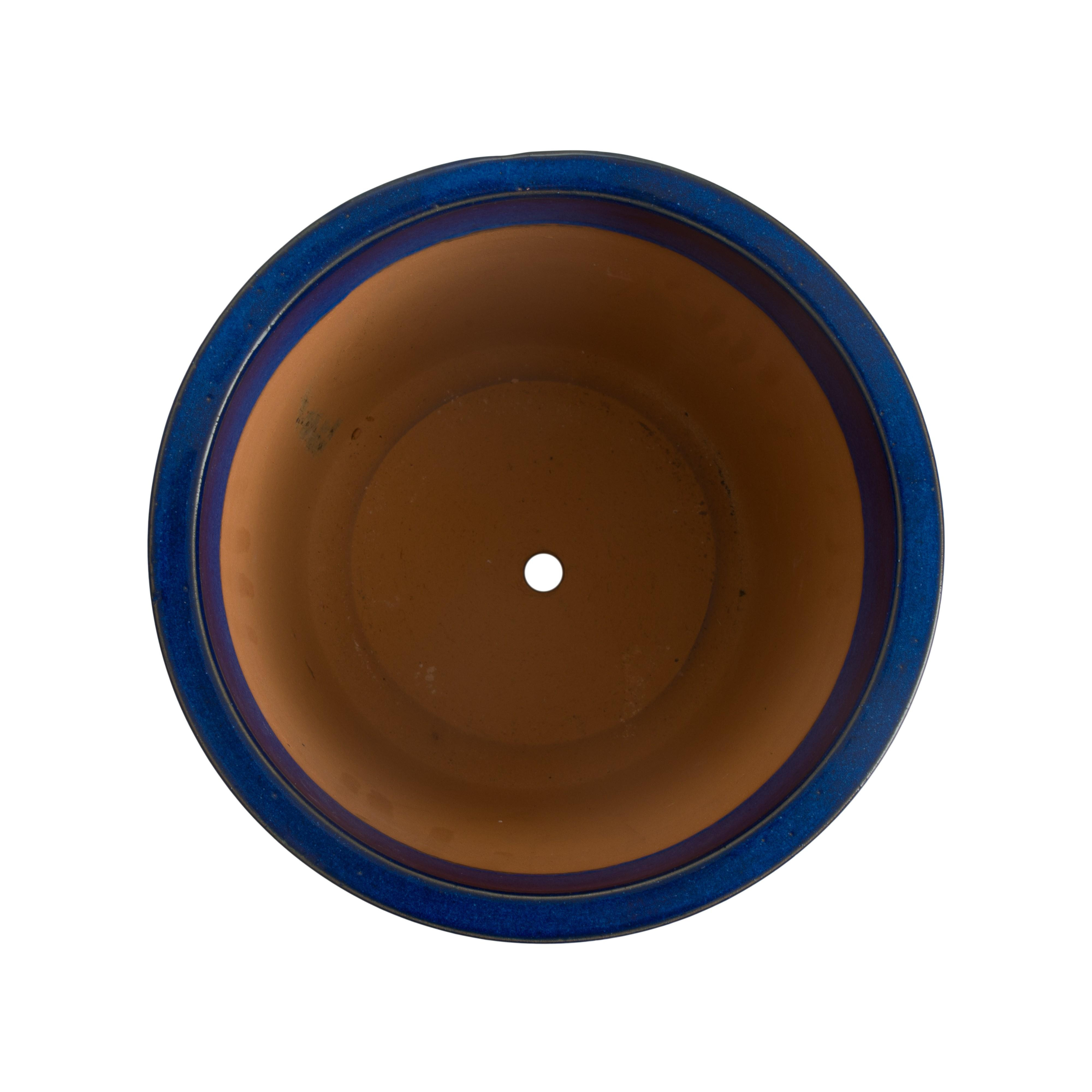 Pail 12 in. Blue Ceramic Planter