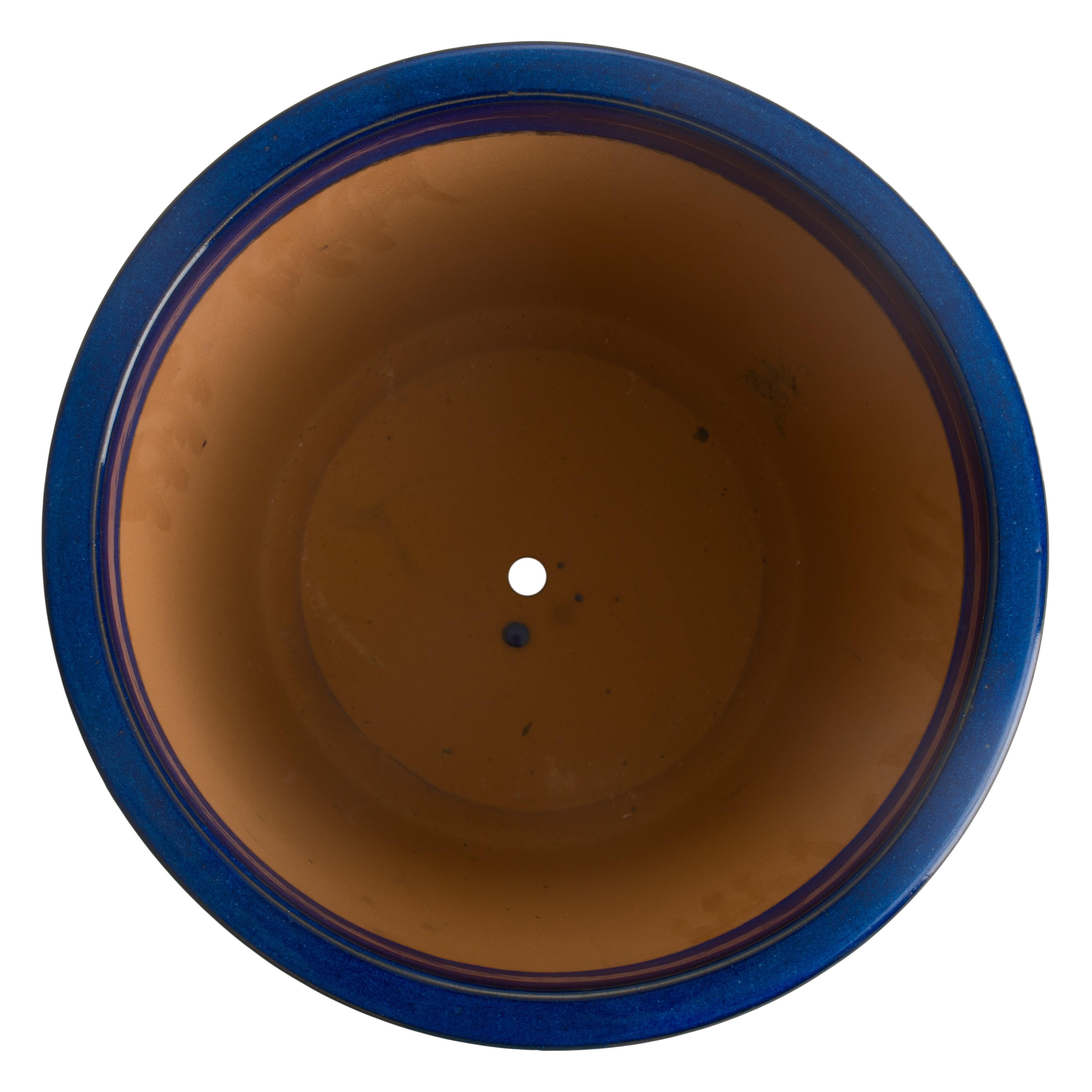 Pail 15 in. Blue Ceramic Planter