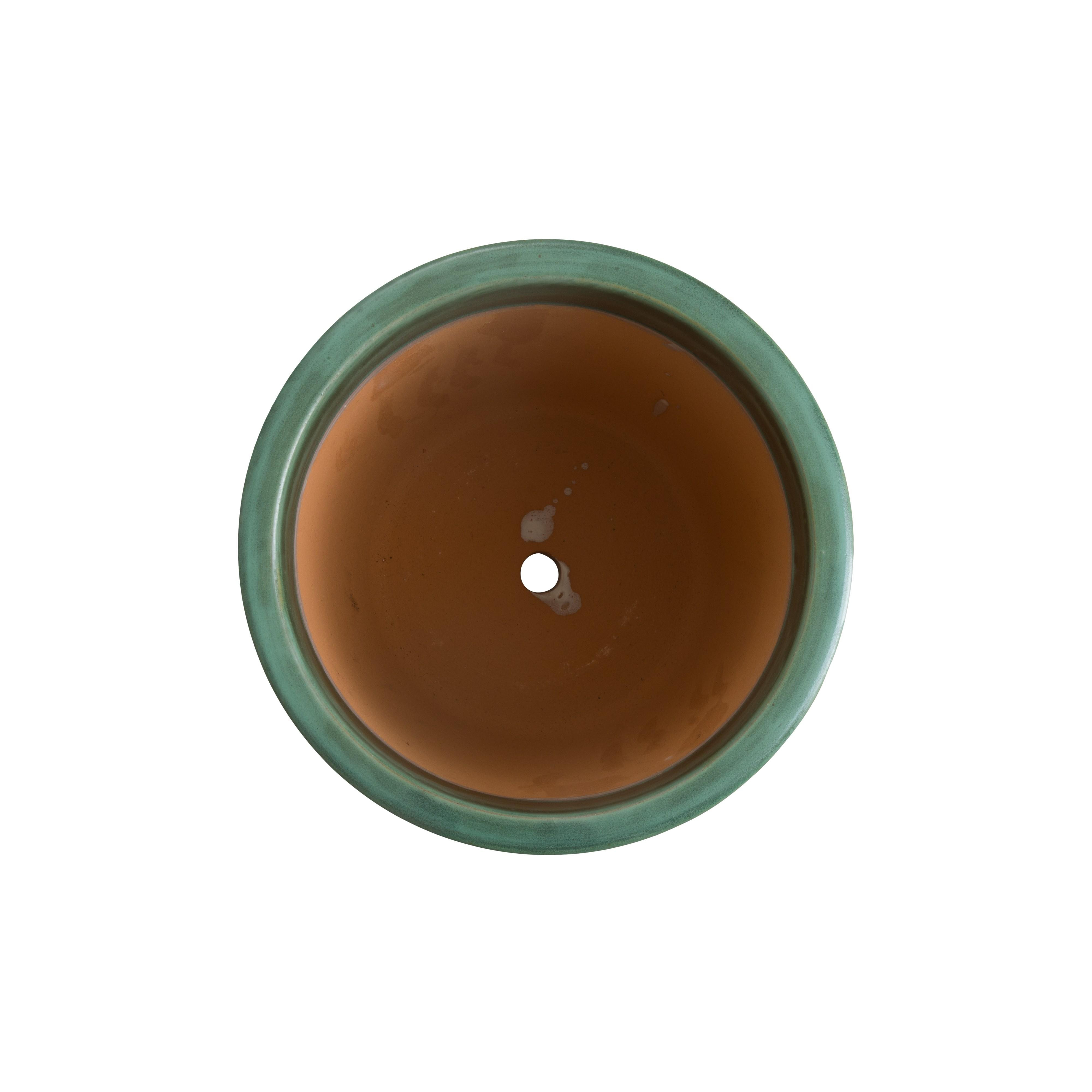 Pail 10 in. Green Kelp Ceramic Planter