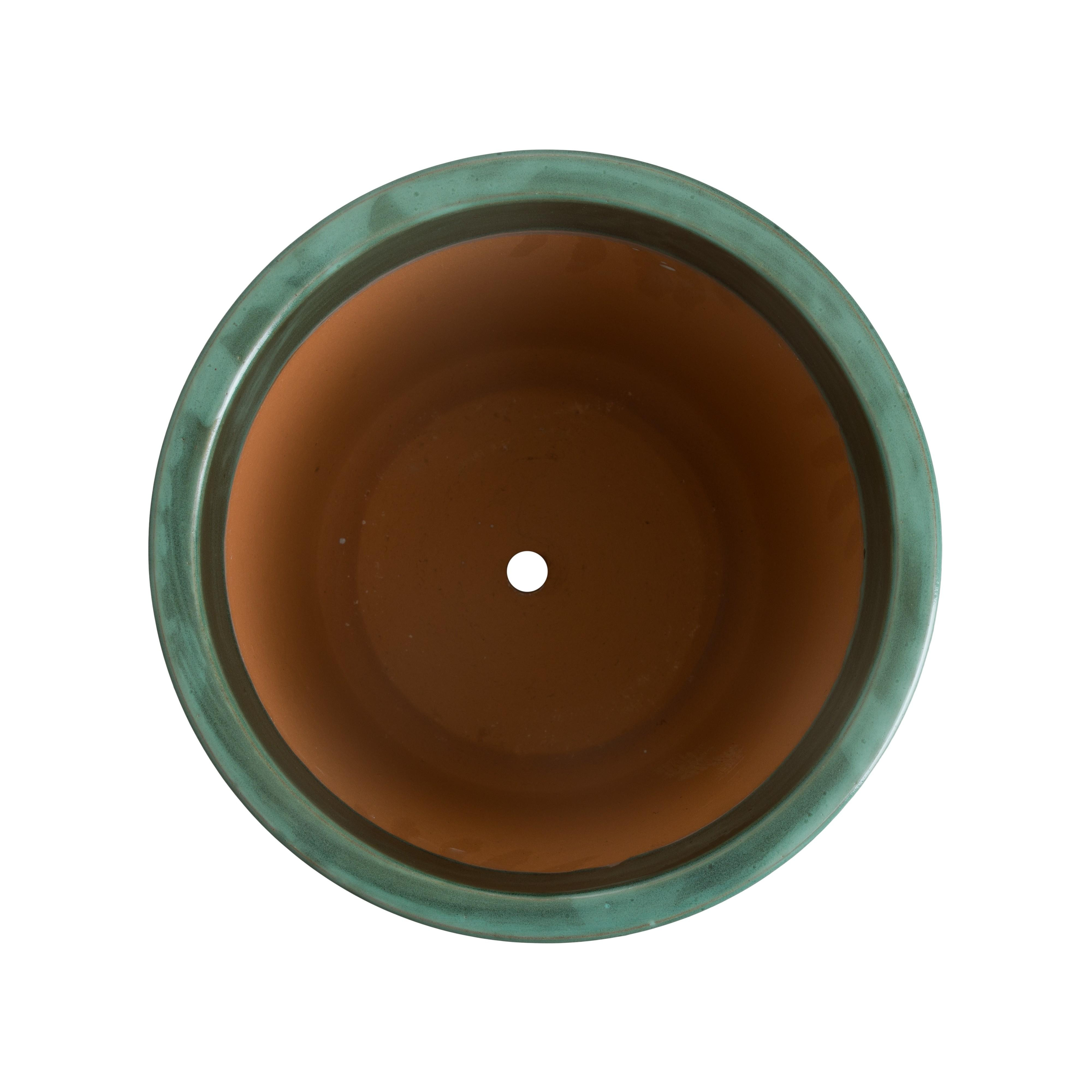 Pail 12 in. Green Kelp Ceramic Planter