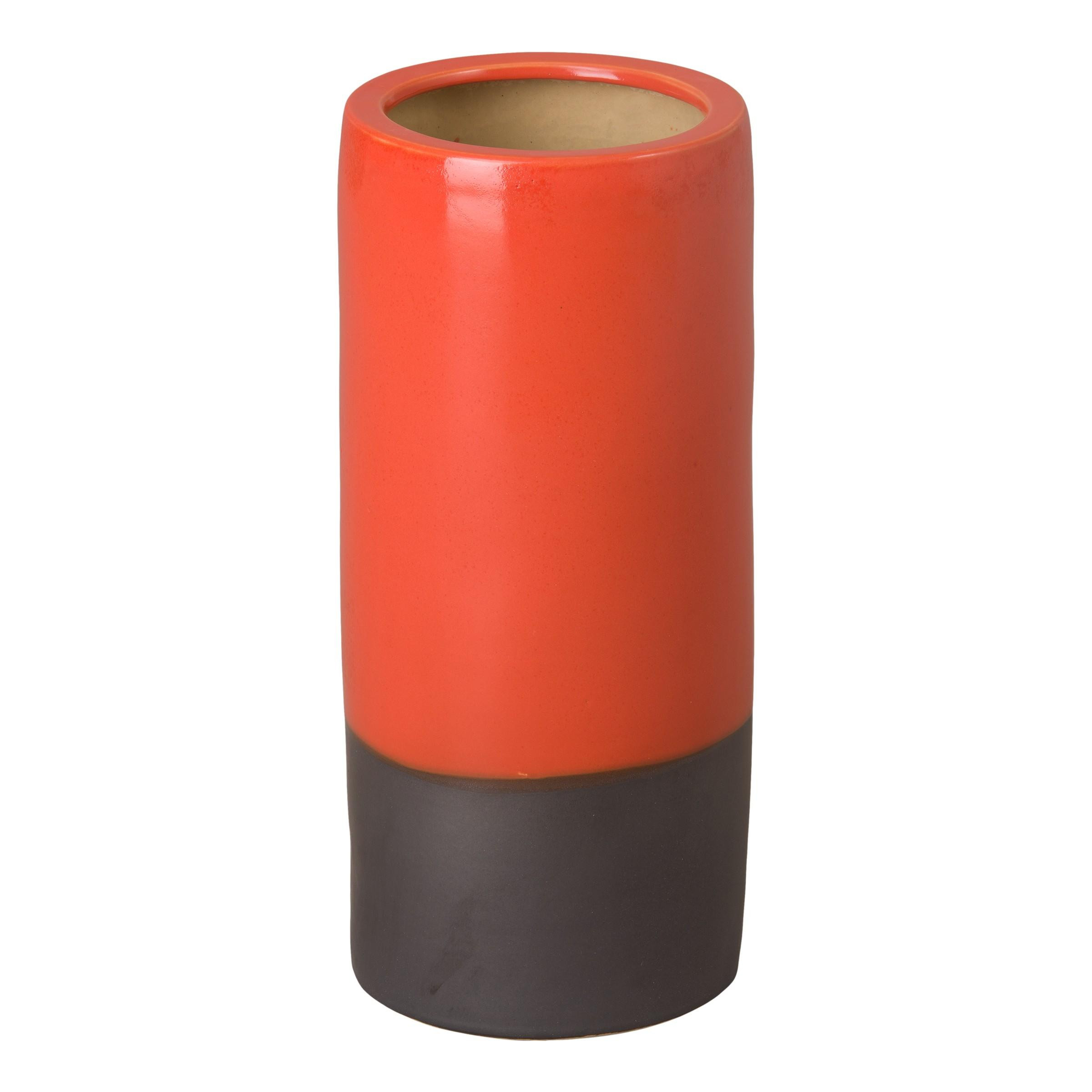 Two-Tone Bright Orange Ceramic Umbrella Stand