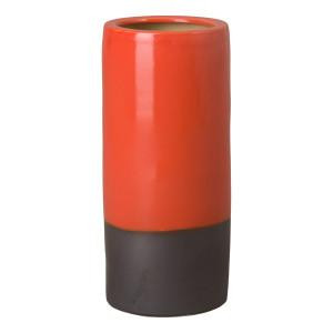 Two-Tone Bright Orange Ceramic Umbrella Stand