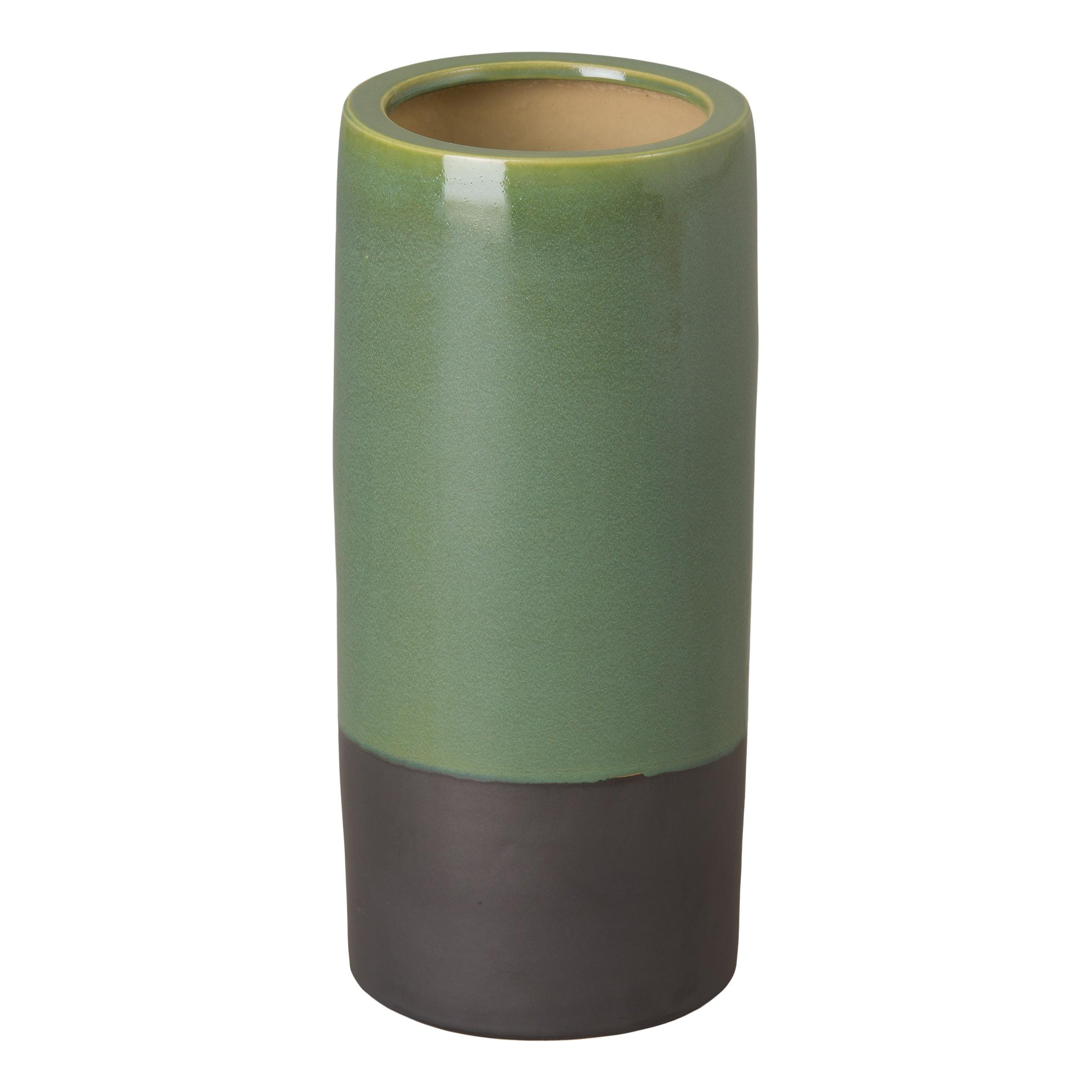 Two-Tone Lime Ceramic Umbrella Stand