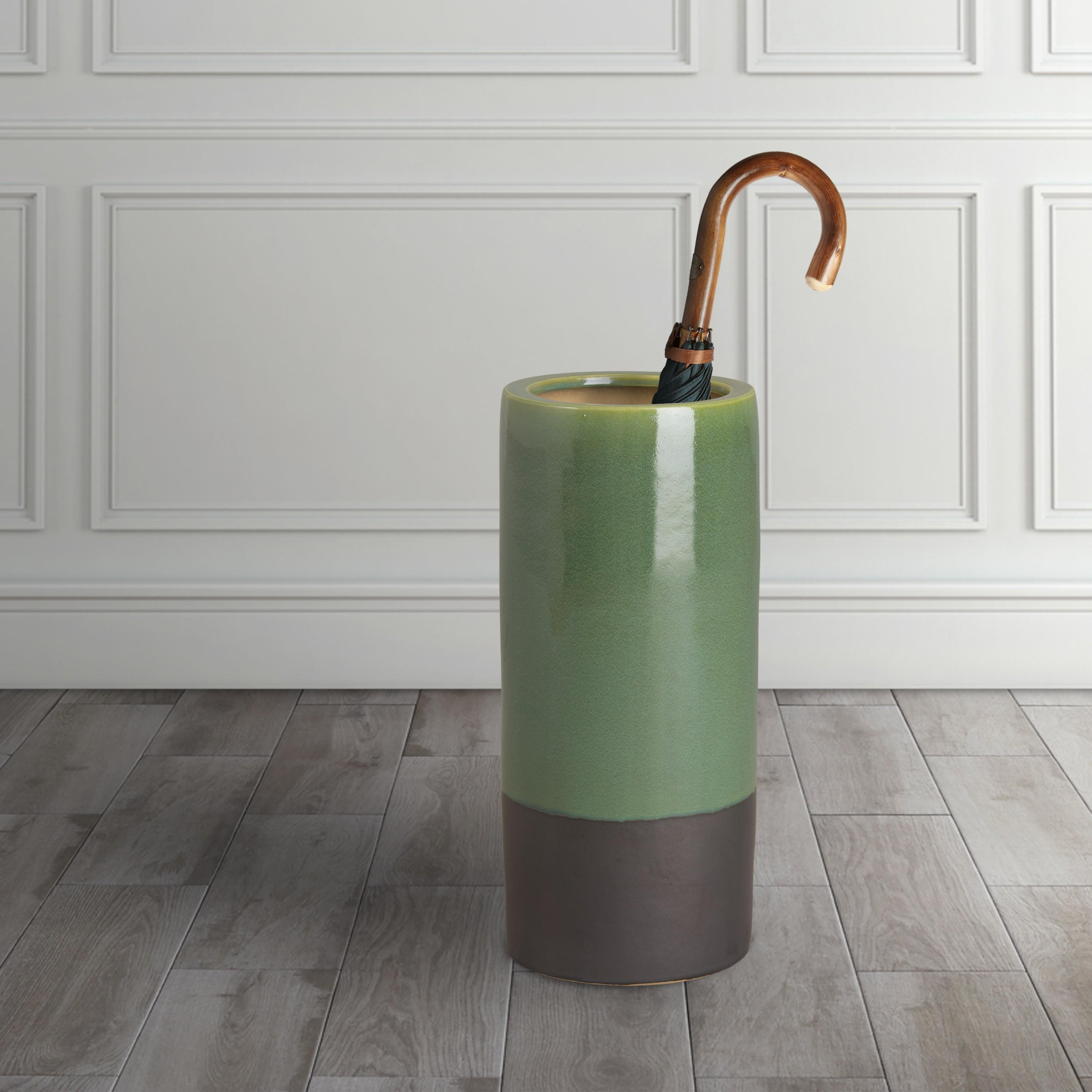 Two-Tone Lime Ceramic Umbrella Stand