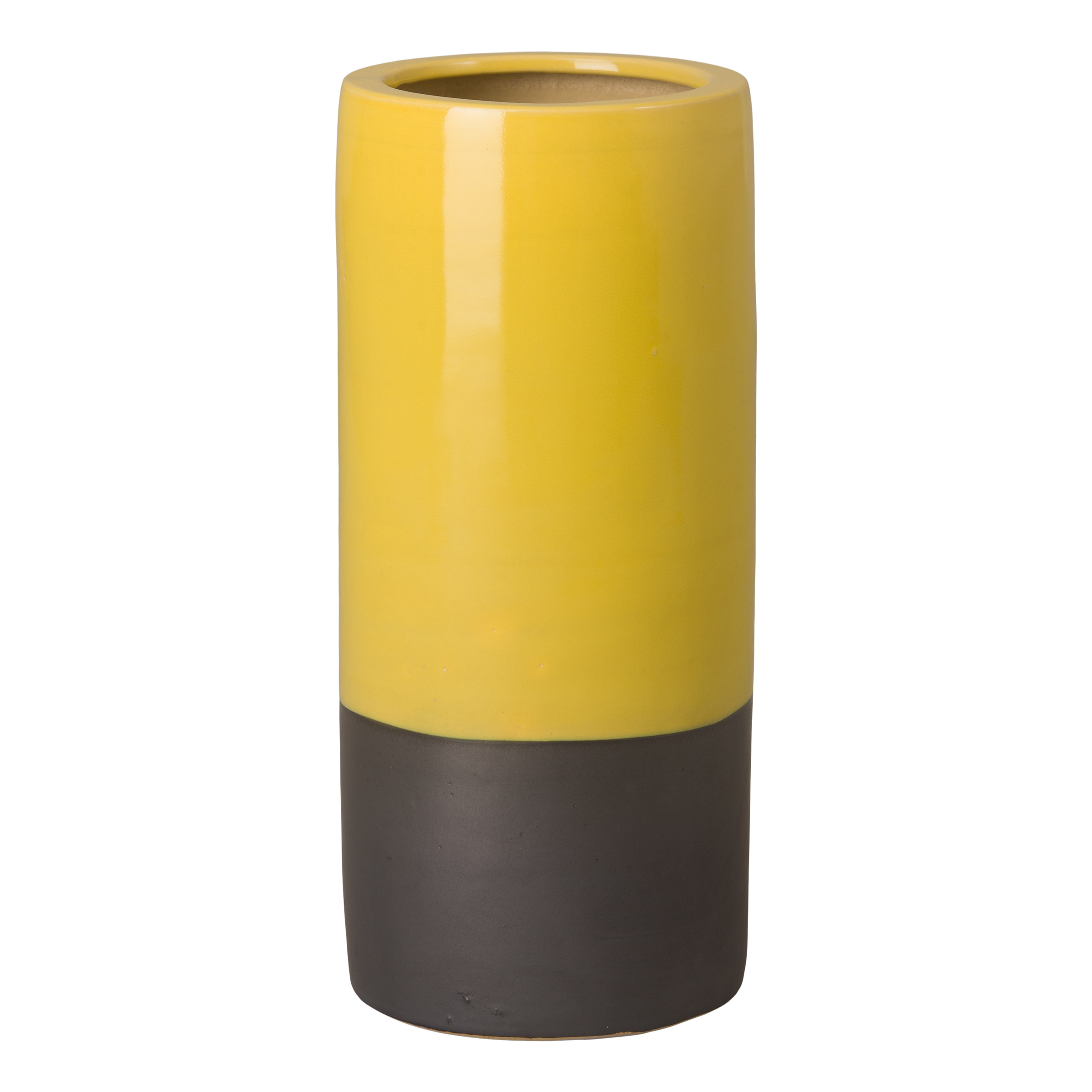Two-Tone Yellow Ceramic Umbrella Stand