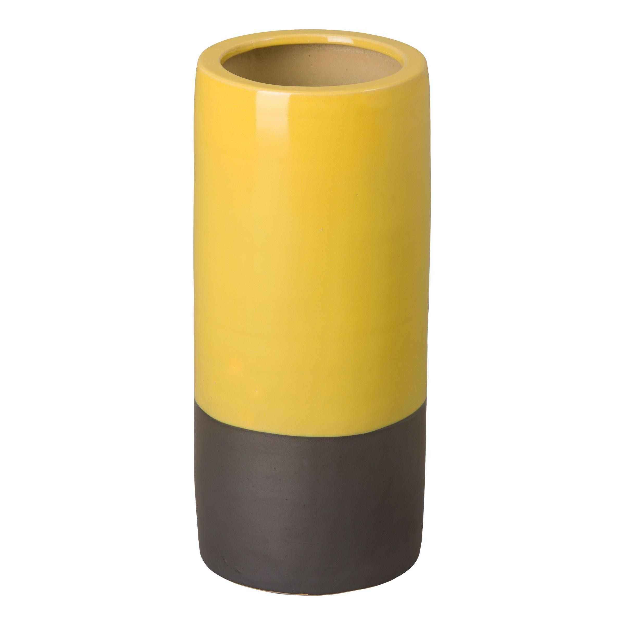 Two-Tone Yellow Ceramic Umbrella Stand