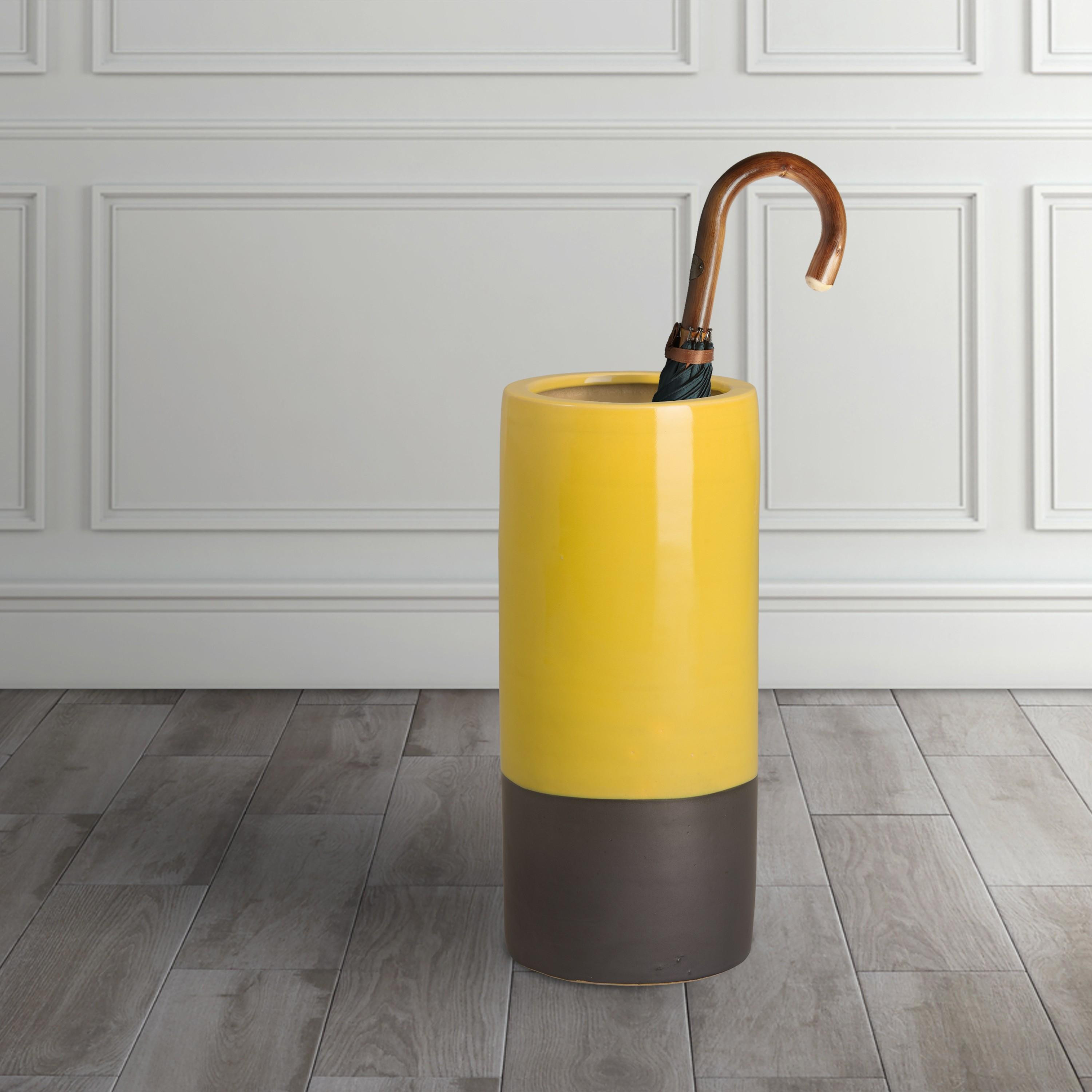 Two-Tone Yellow Ceramic Umbrella Stand