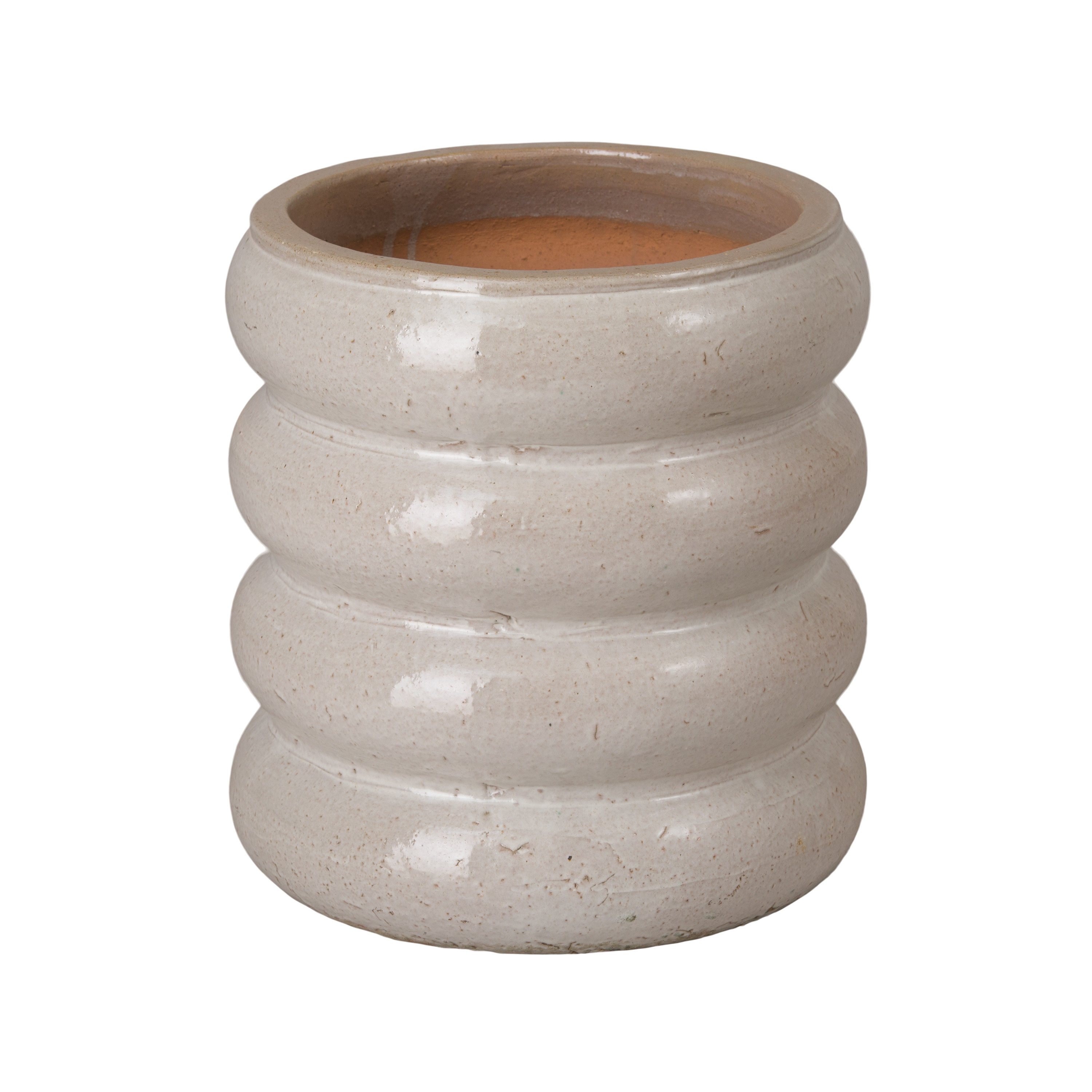18 in. Torus Distressed White Ceramic Planter