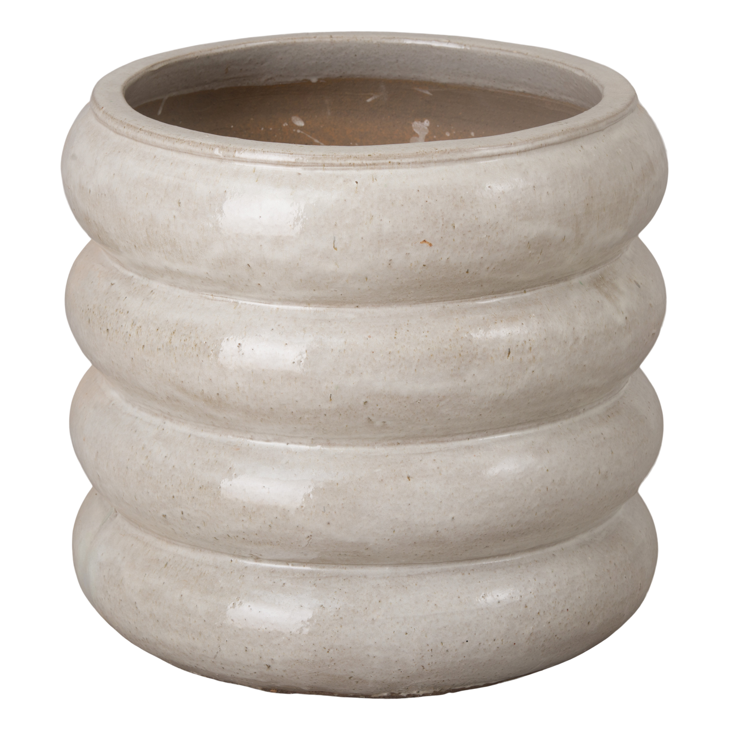 21.5 in. Torus Distressed White Ceramic Planter