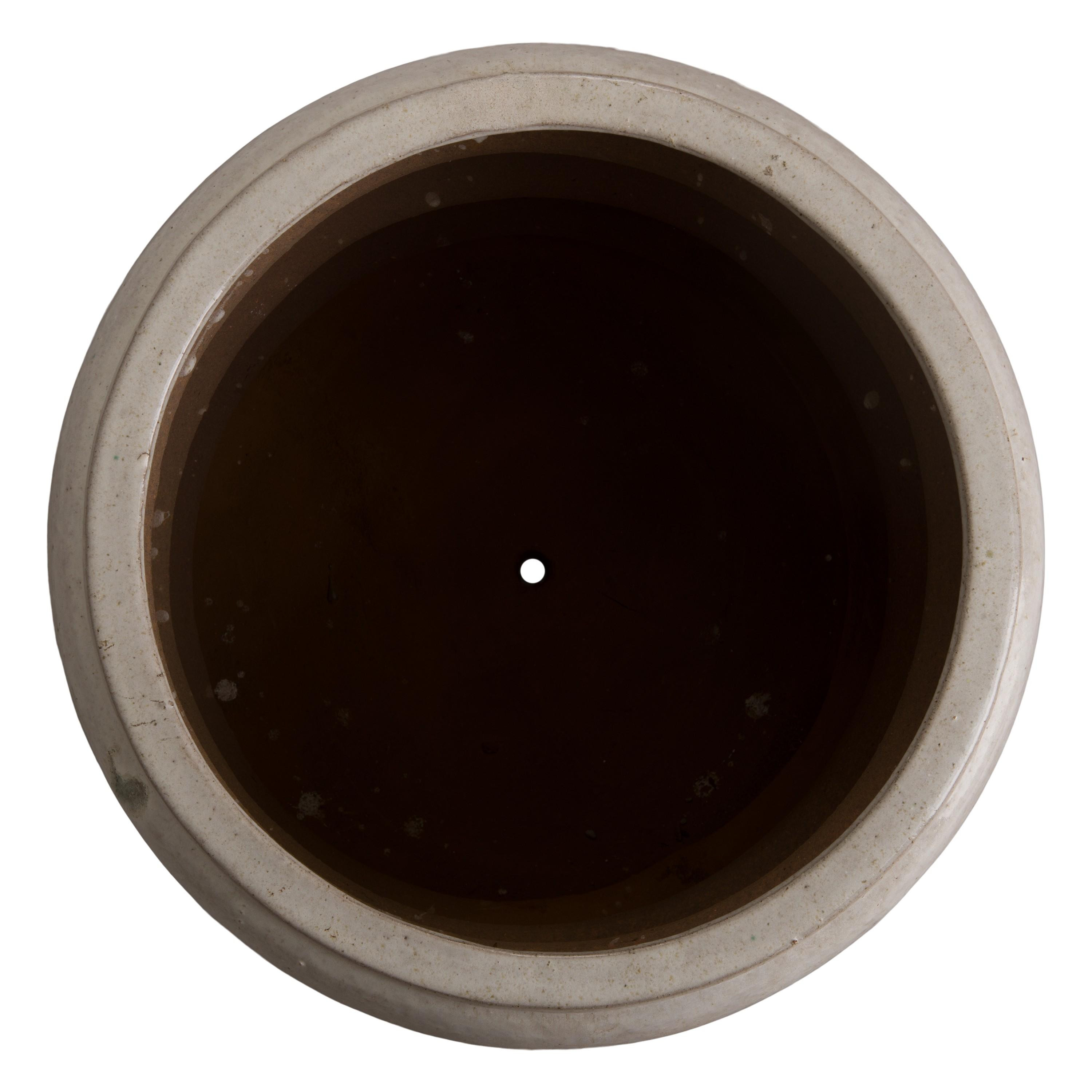 21.5 in. Torus Distressed White Ceramic Planter