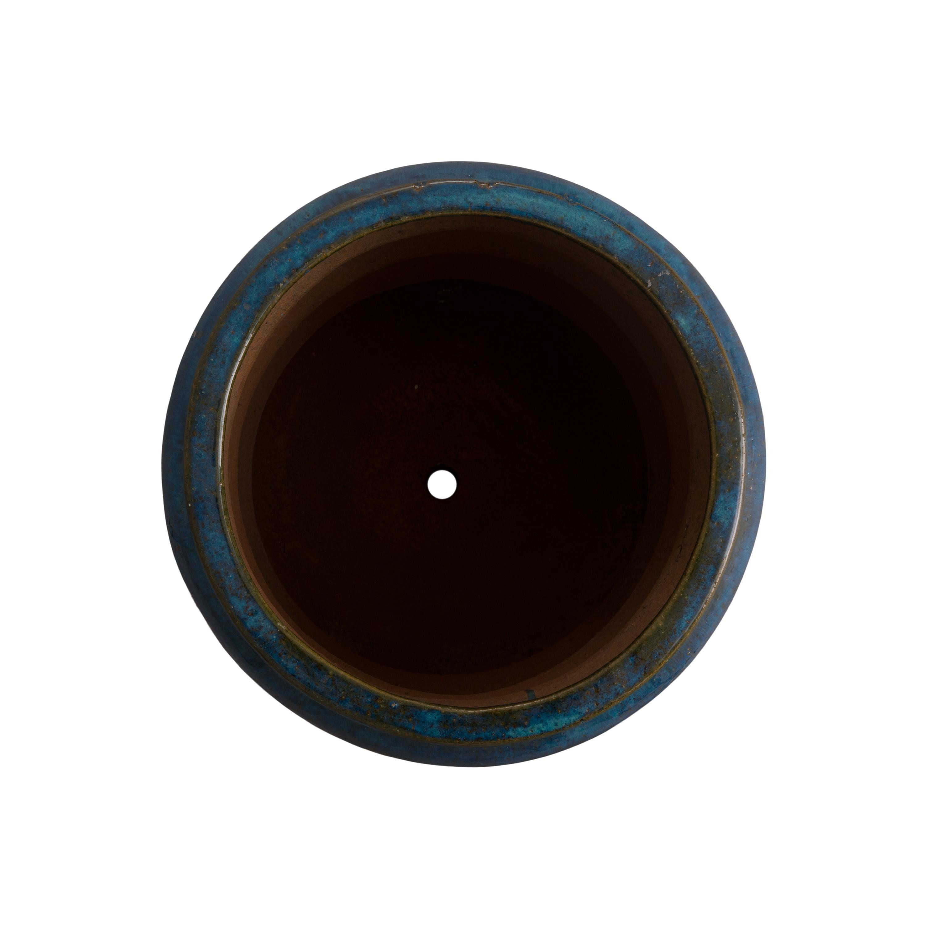 18 in. Torus Teal Ceramic Planter
