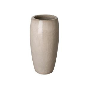20 in. Round Distressed White Ceramic Jar