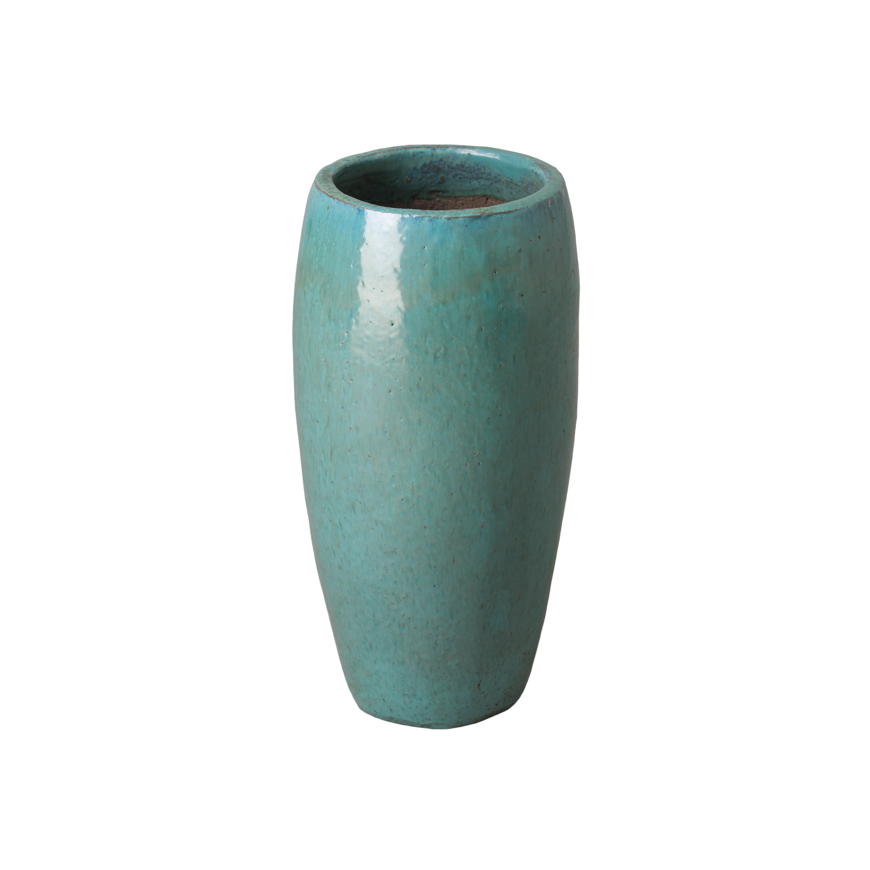 20 in. Round Teal Ceramic Jar