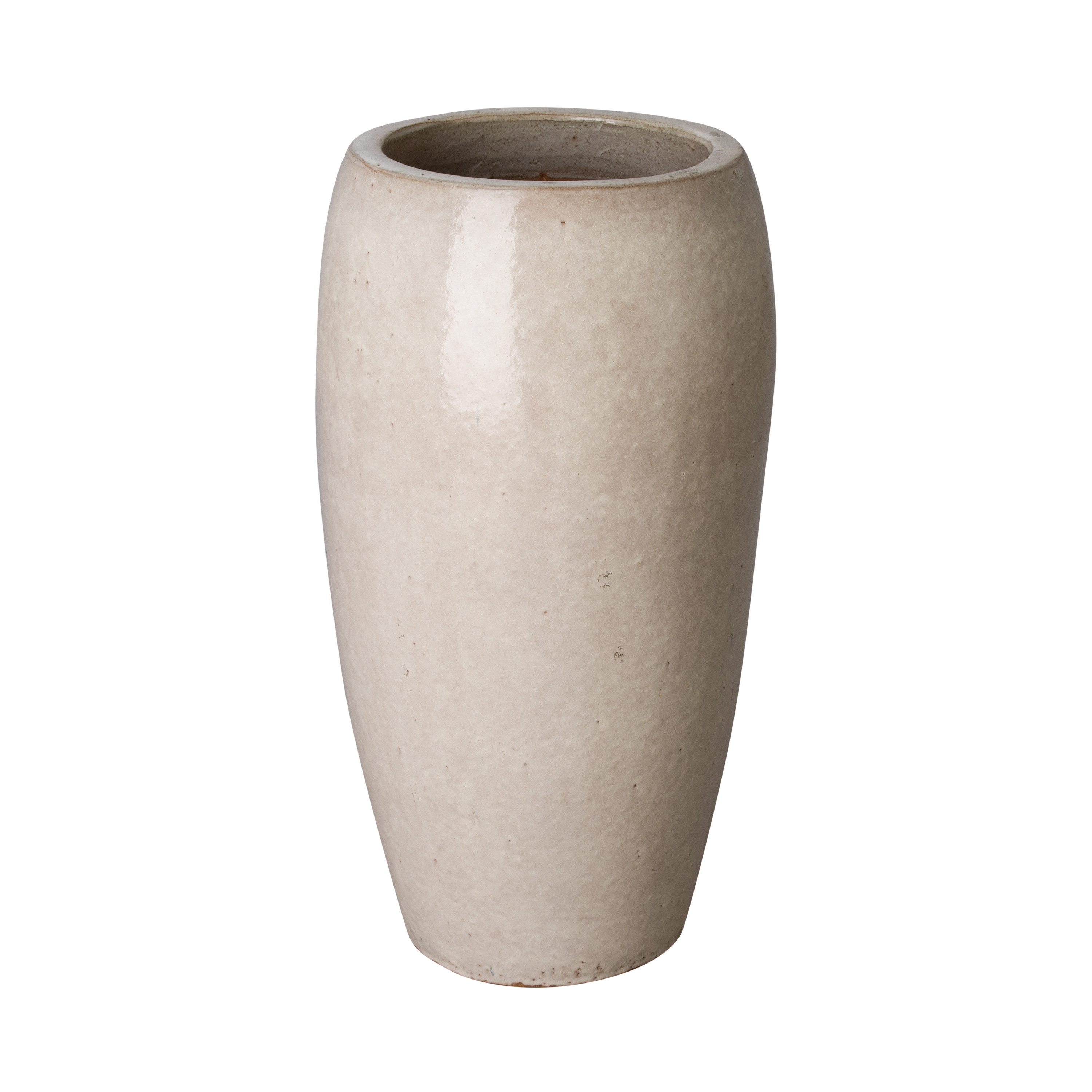 27.5 in. Round Distressed White Ceramic Jar