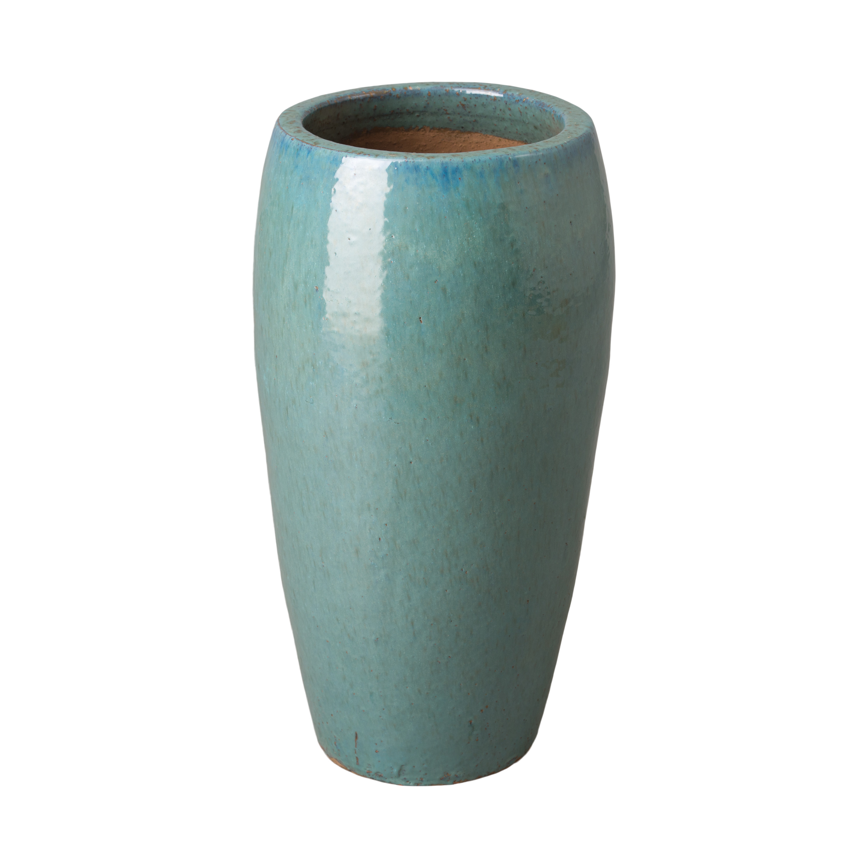 27.5 in. Round Teal Ceramic Jar
