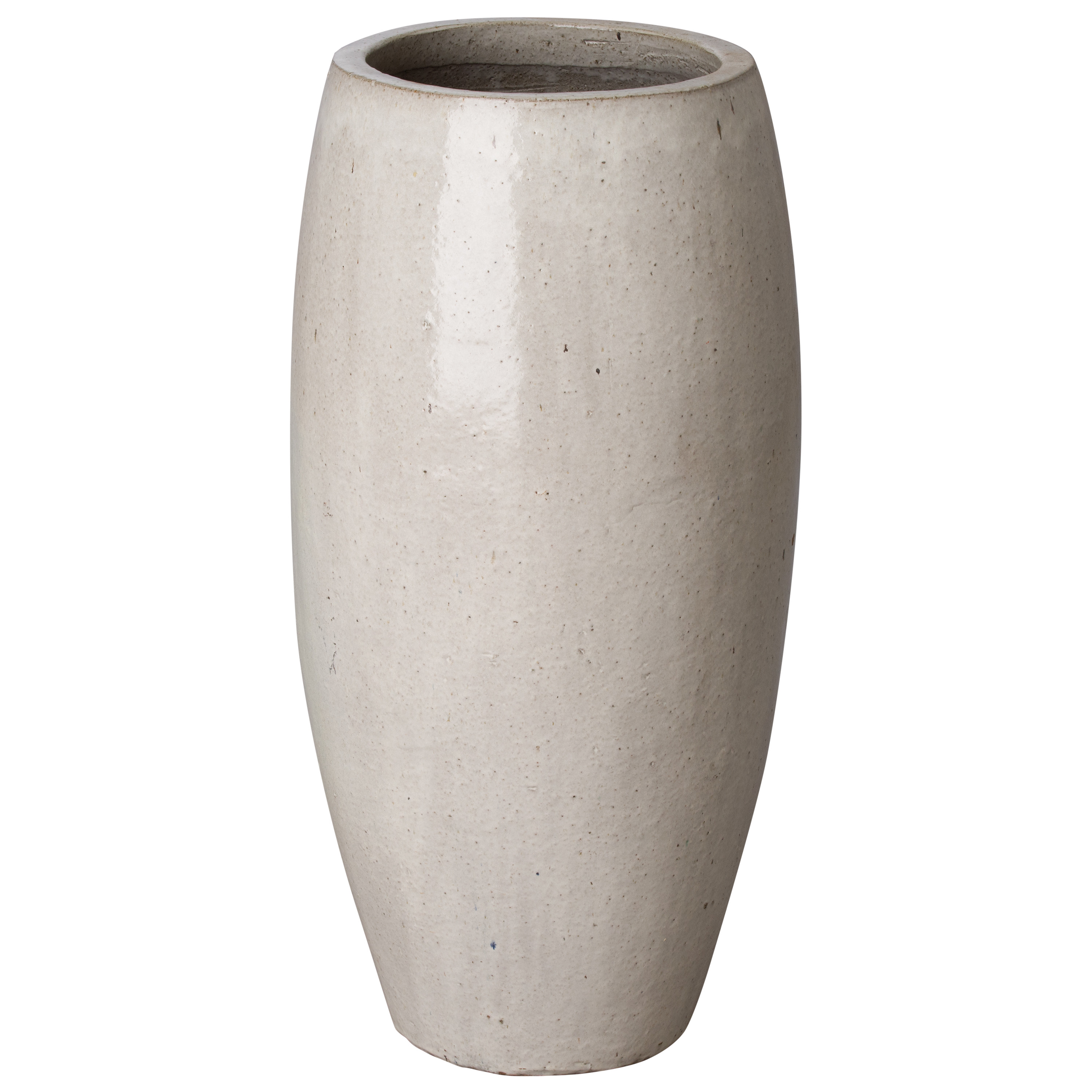 33.5 in. Round Distressed White Ceramic Jar