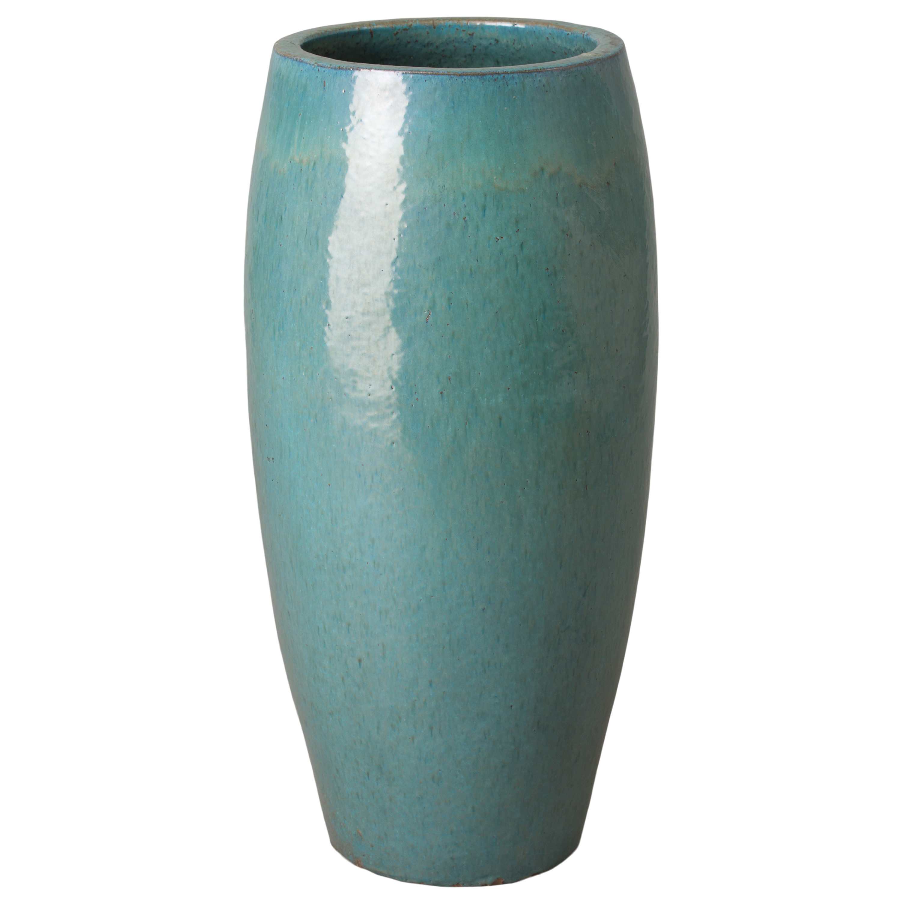 33.5 in. Round Teal Ceramic Jar