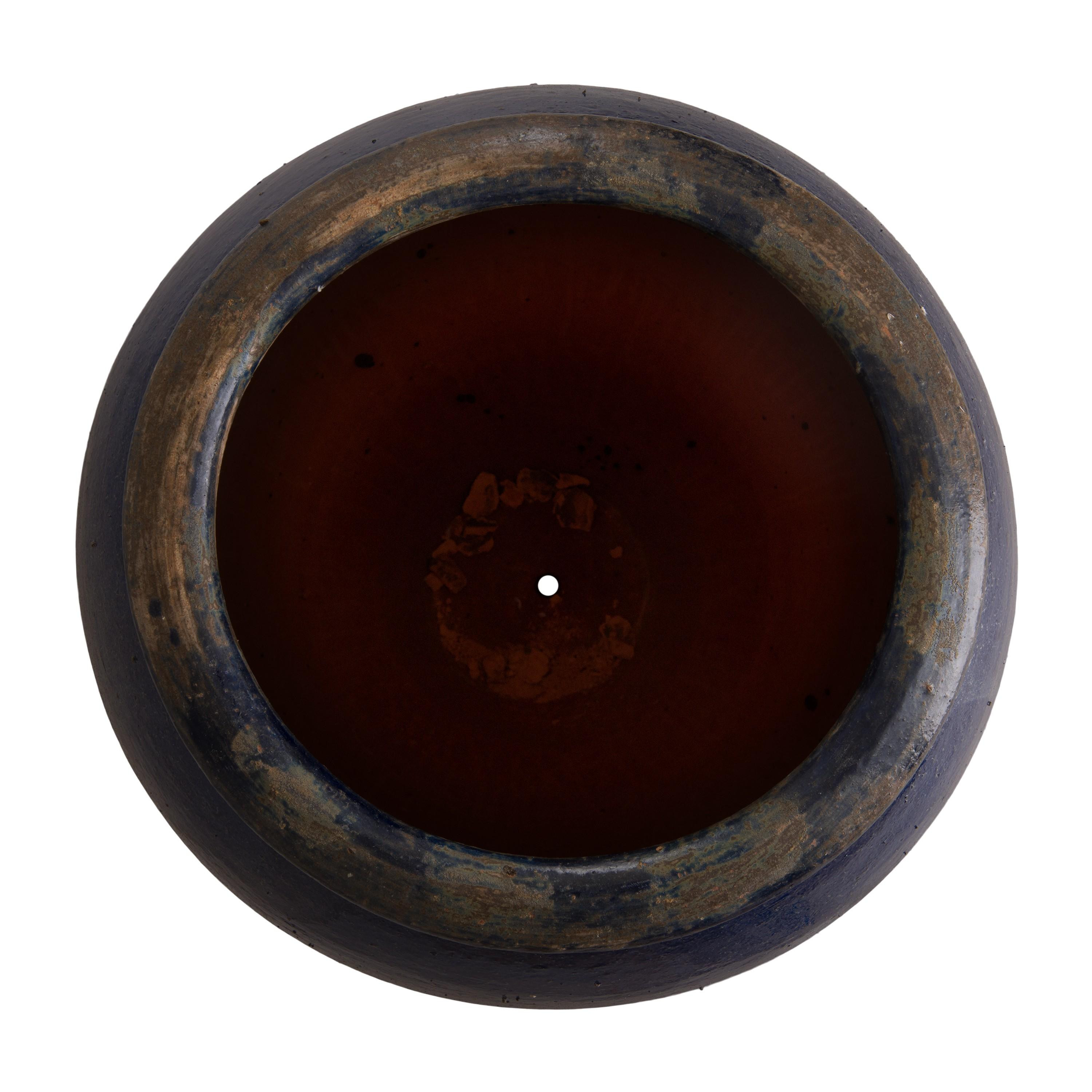 45 in. Tall Antique Blue Ceramic Storage Jar