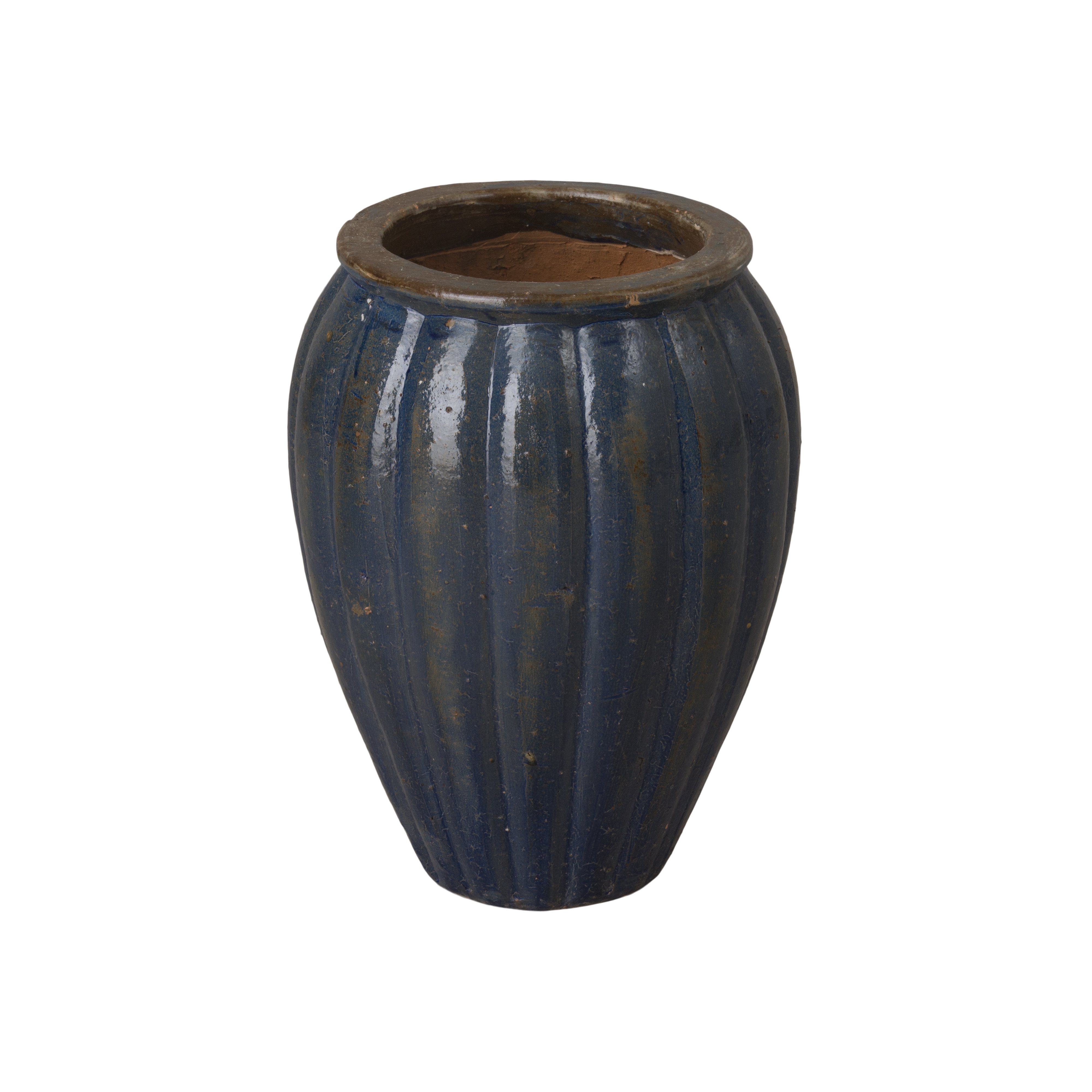 Wave 19 in. Antique Blue Ceramic Planter
