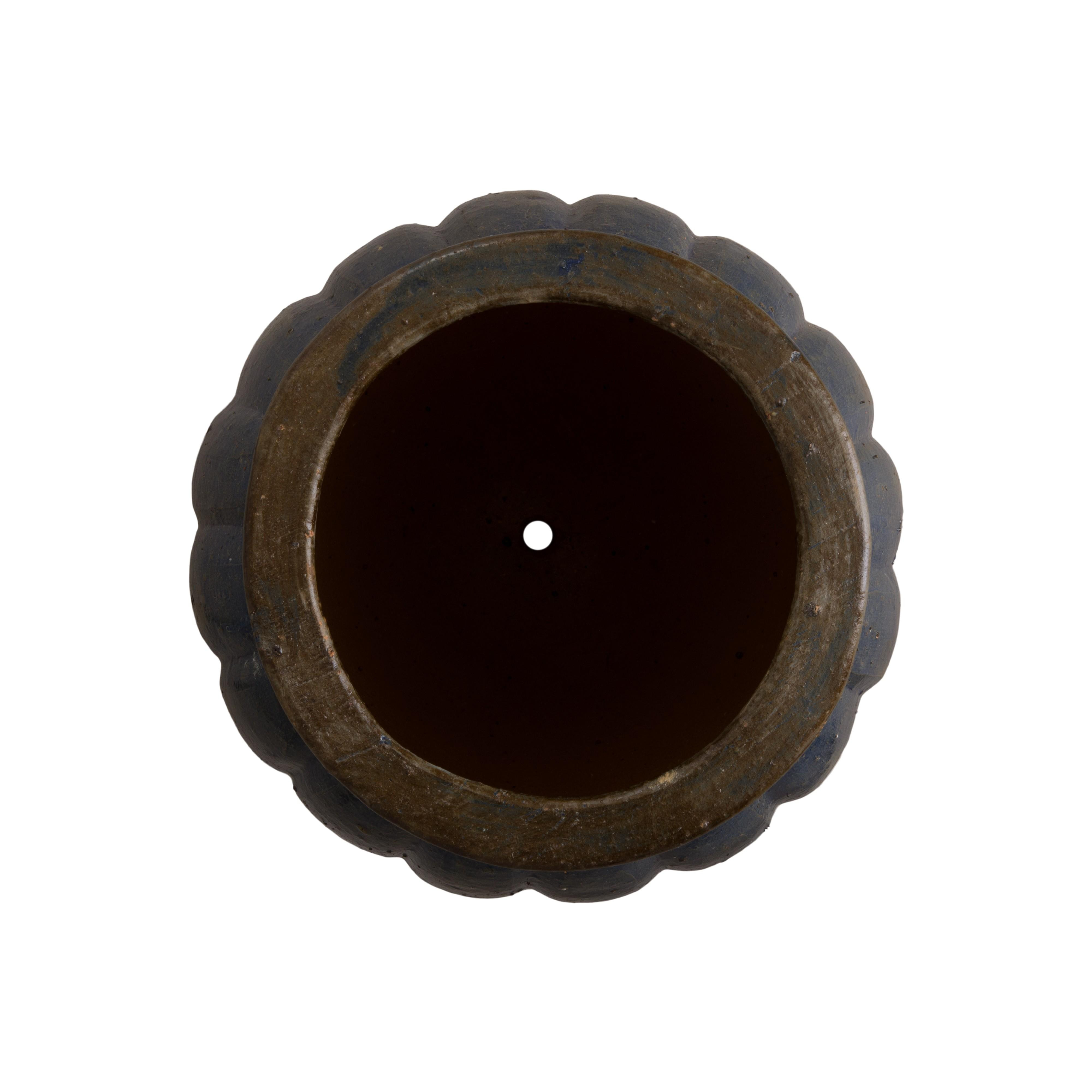 Wave 19 in. Antique Blue Ceramic Planter