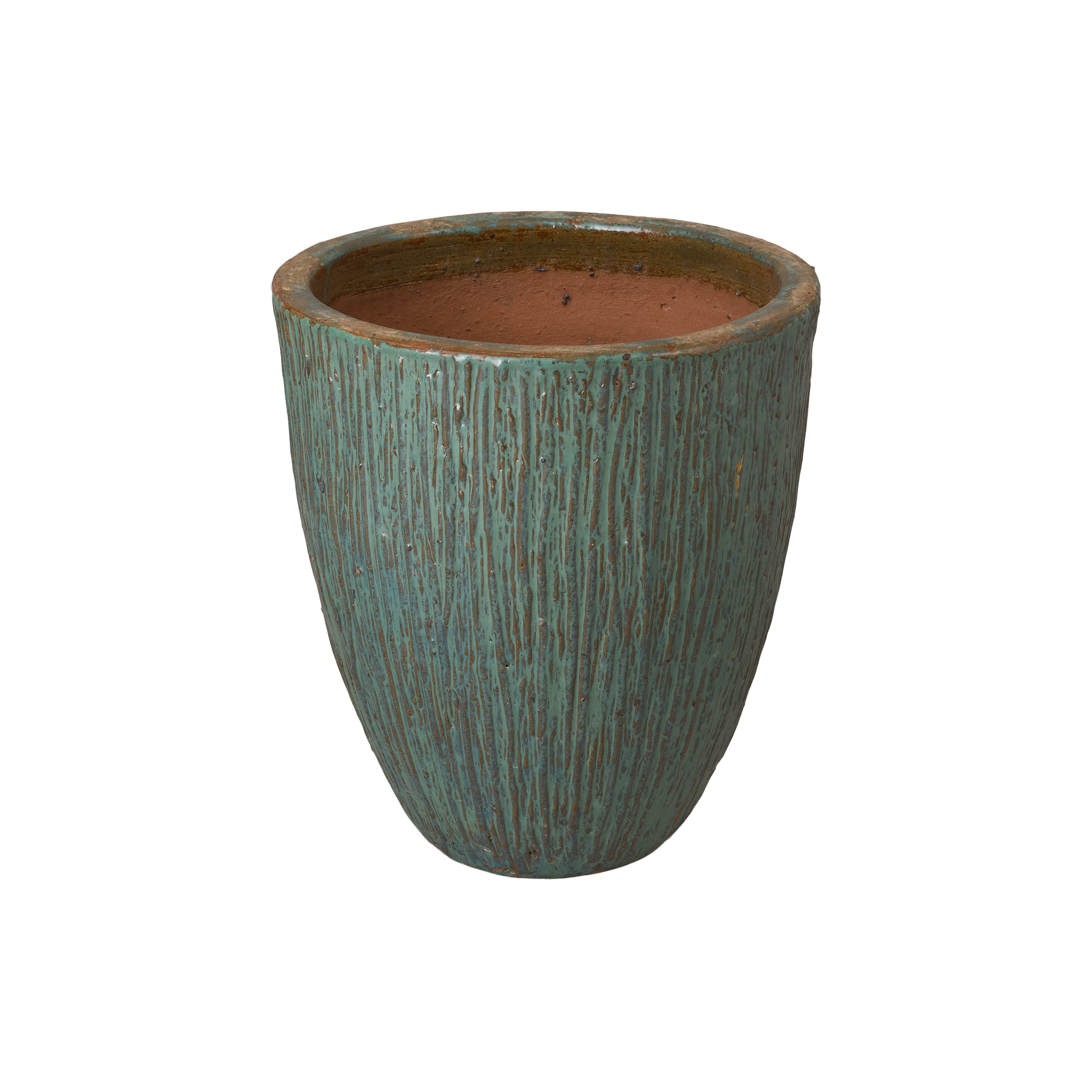 Ripple 19 in. Round Teal Ceramic Planter